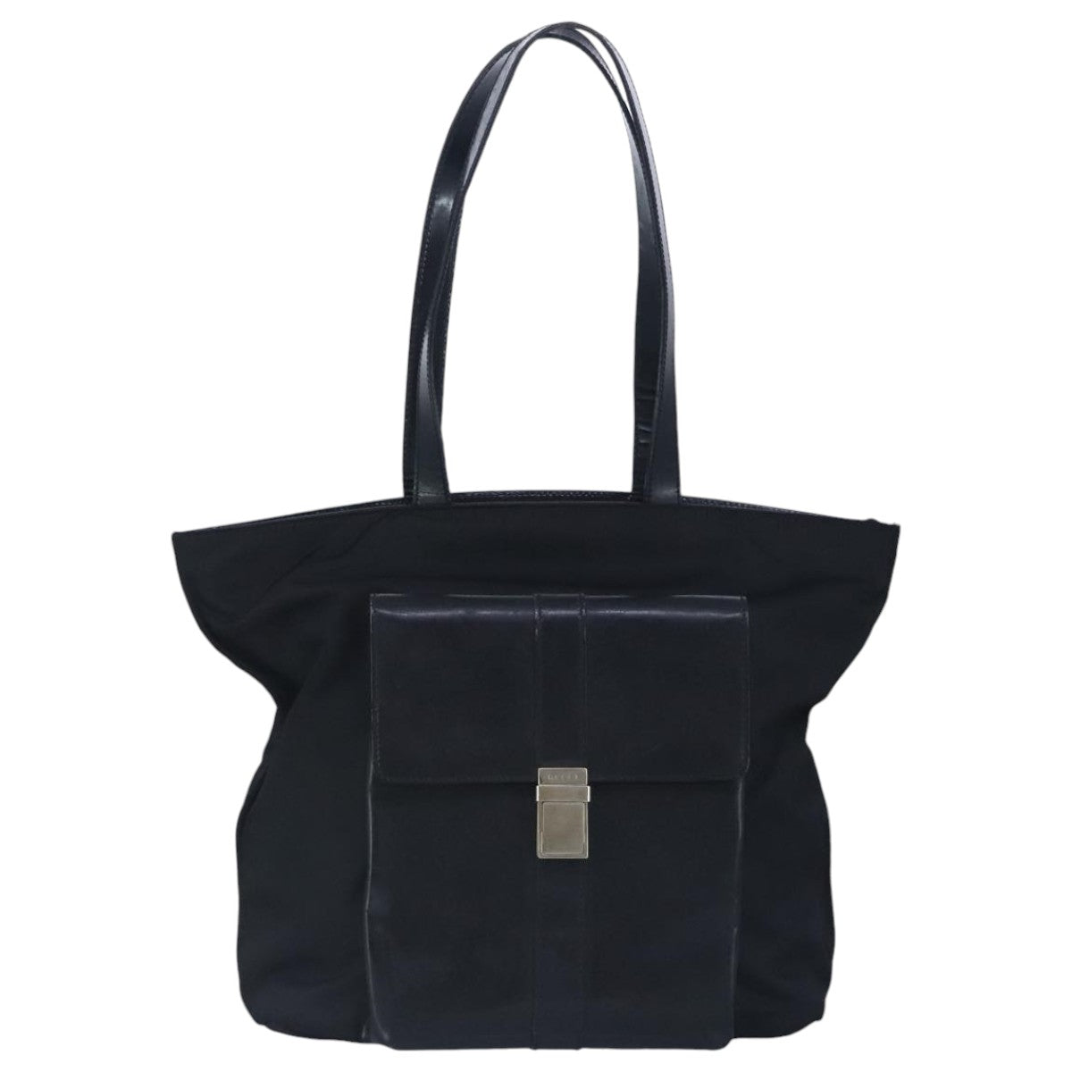 GUCCI Tote Bag Canvas Leather Black Silver 019 2122 0523 Auth bs19400