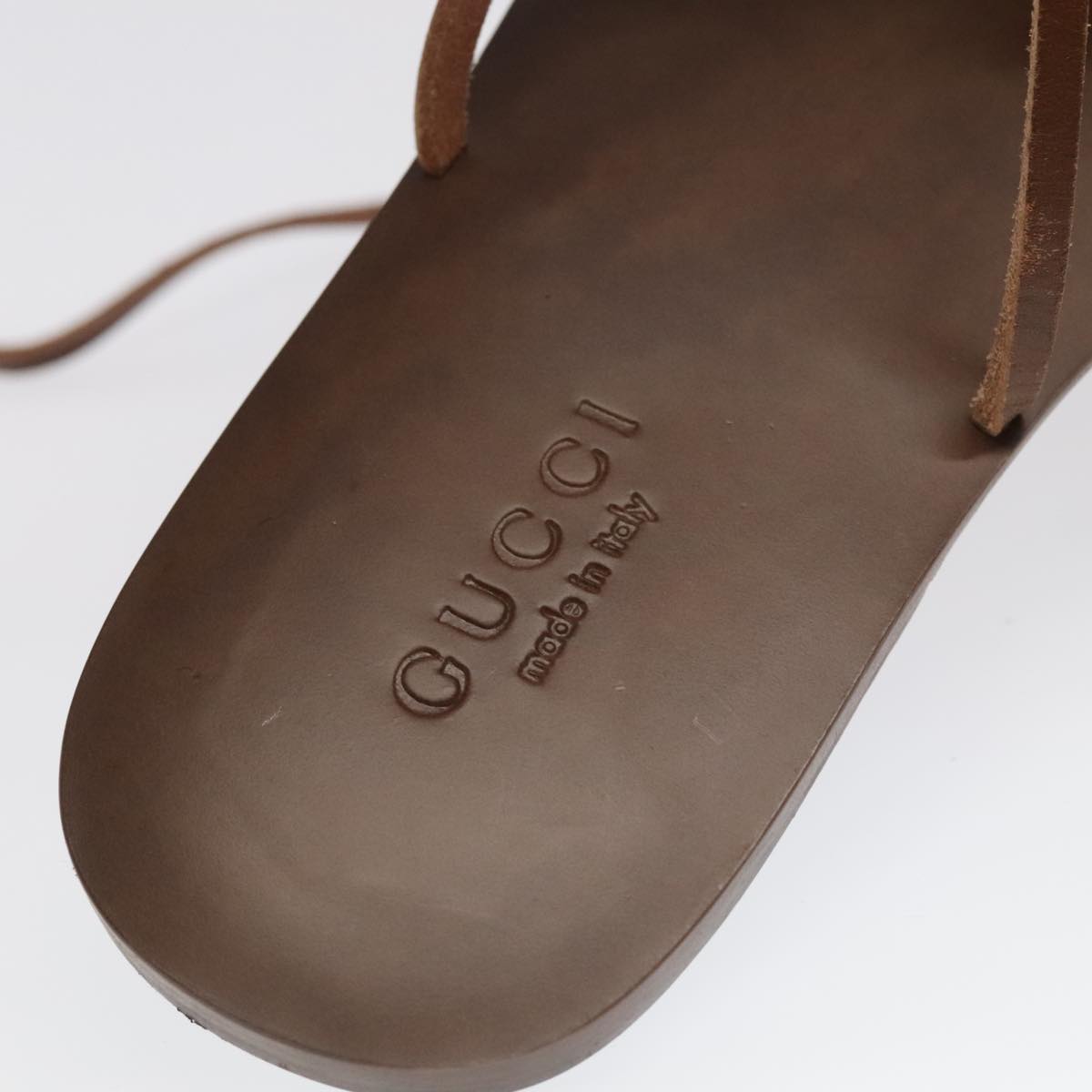 GUCCI Sandals Wood Metal 6 1/2 Brown Gold Silver 563515 Auth bs19479V