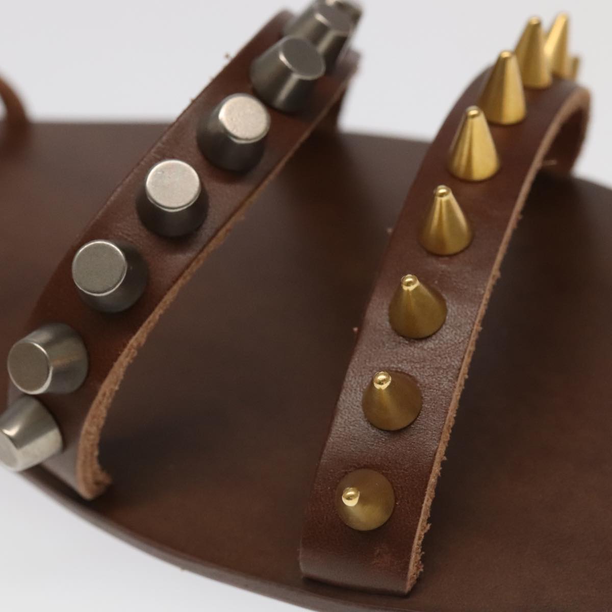 GUCCI Sandals Wood Metal 6 1/2 Brown Gold Silver 563515 Auth bs19479V