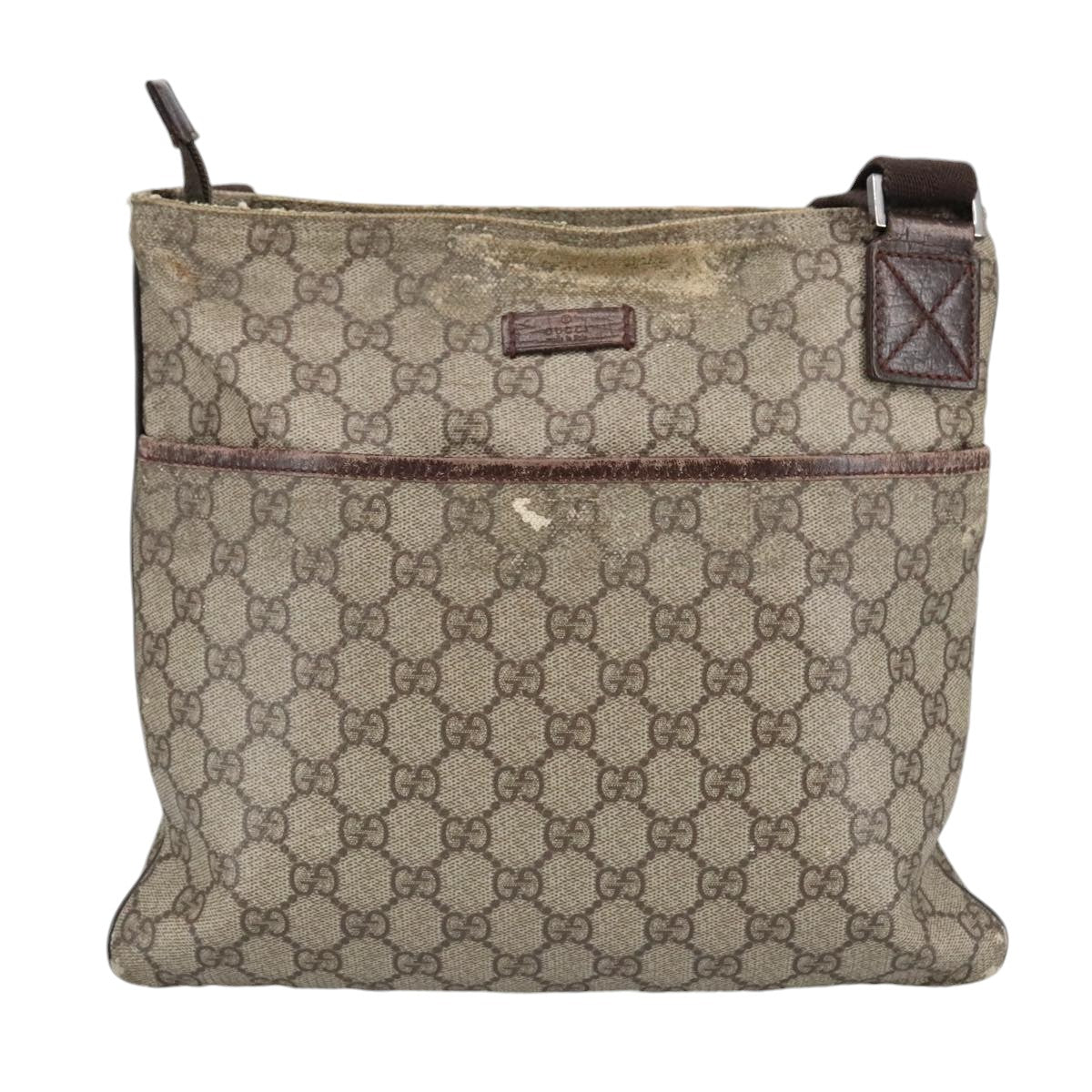 GUCCI GG Supreme Shoulder Bag PVC Beige 141626 Auth bs19483