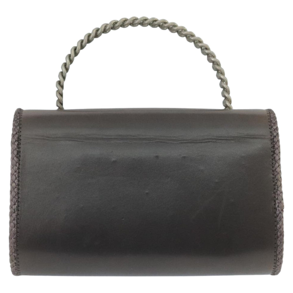 BALLY Hand Bag Leather Gray Auth bs19504