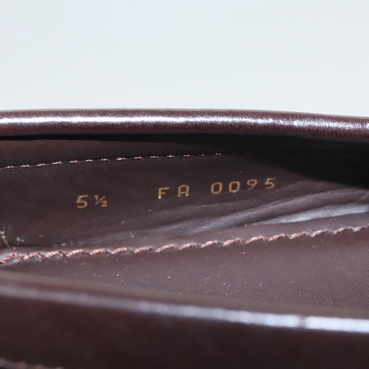 LOUIS VUITTON Loafers Leather 5 1/2 Brown LV Auth bs19545