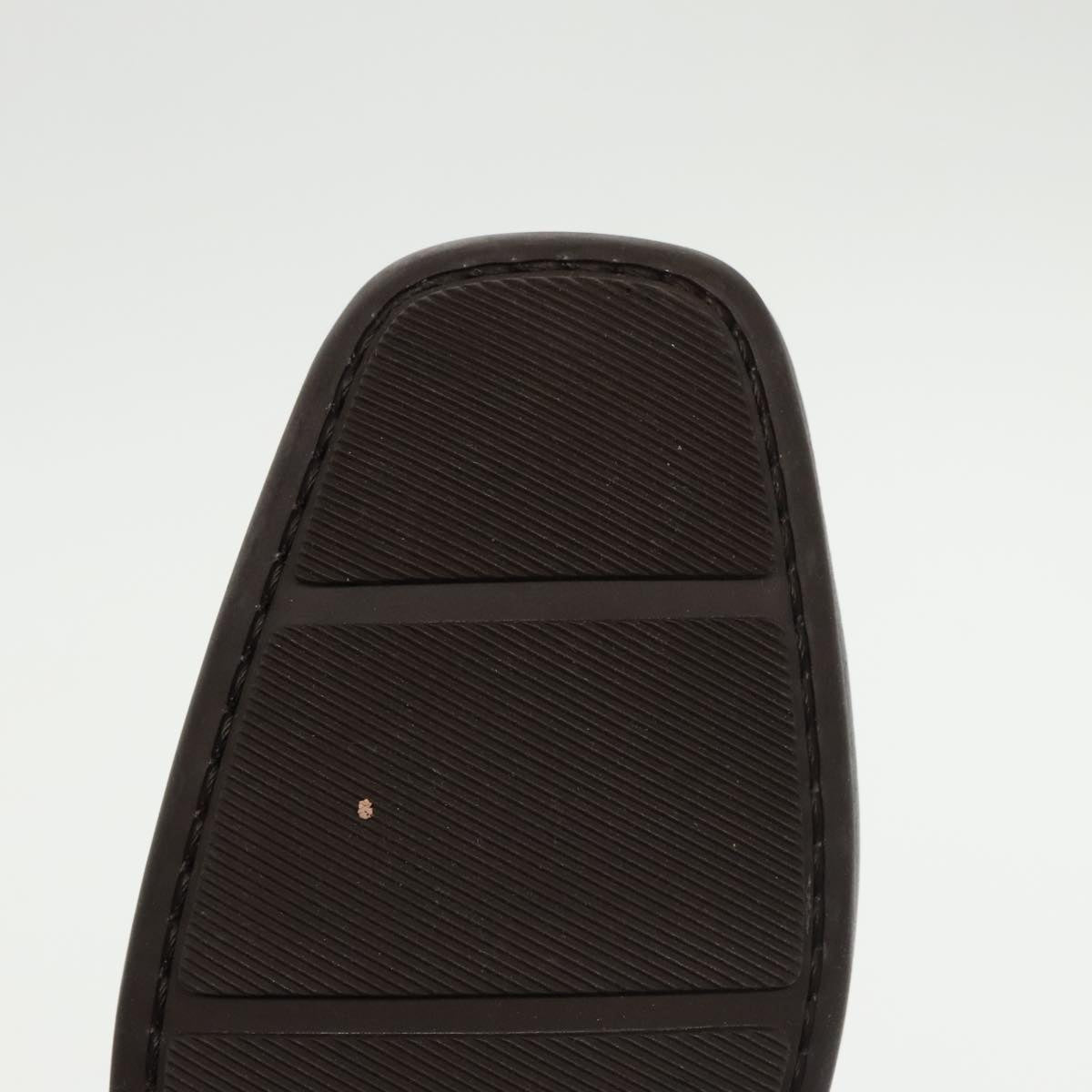 LOUIS VUITTON Loafers Leather 5 1/2 Brown LV Auth bs19545