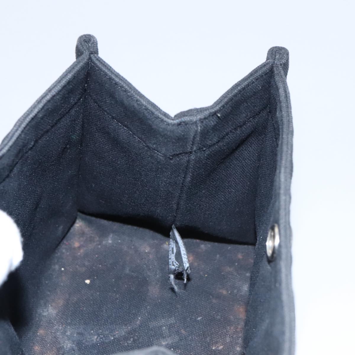 HERMES Mini Cabas Pouch Canvas Black Auth bs19636
