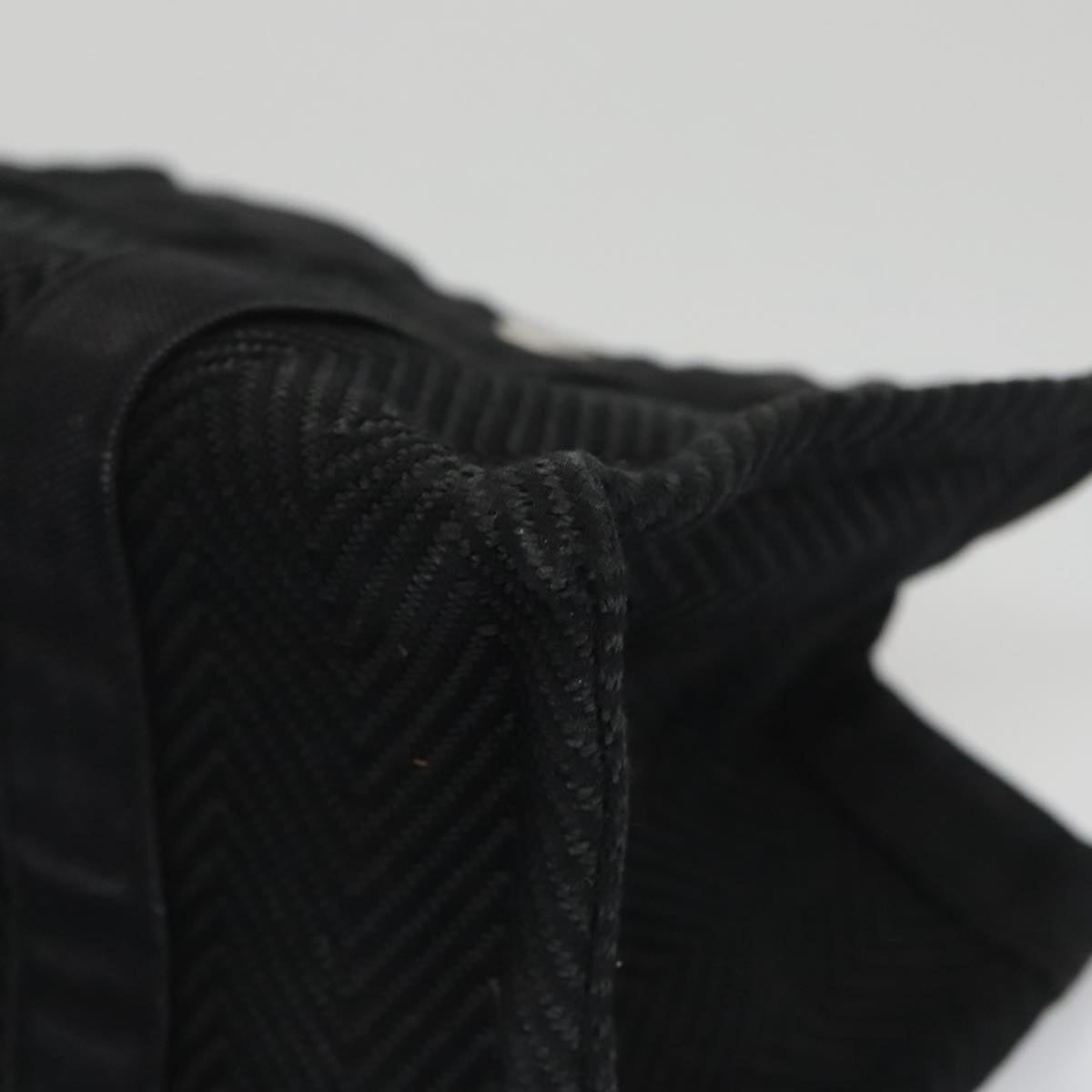 HERMES Mini Cabas Pouch Canvas Black Auth bs19636