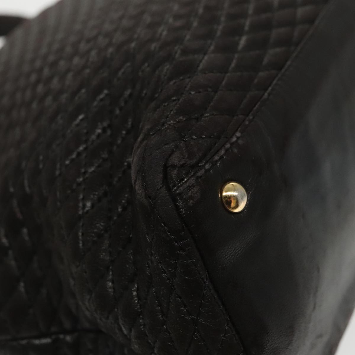 BALLY Hand Bag Leather Black Gold Auth bs19676