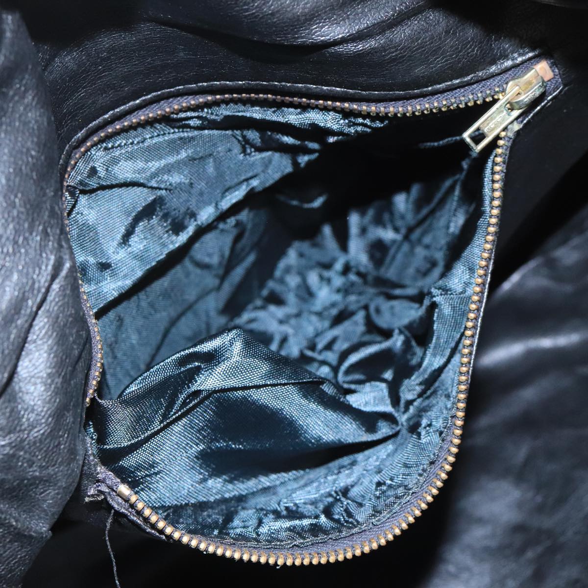 CELINE C Sulky Boston Bag Canvas Leather Navy Gold Auth bs19729