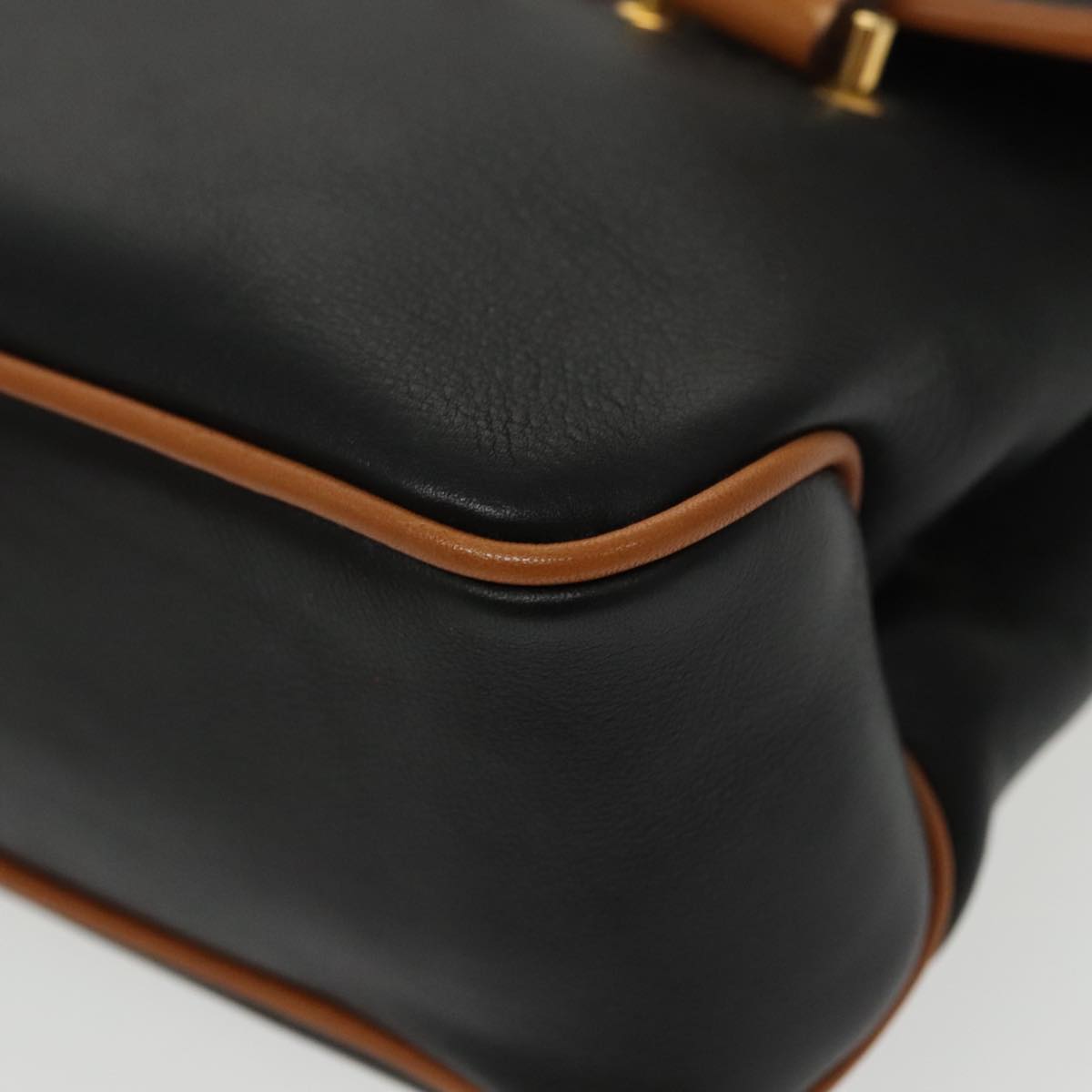 CELINE Hand Bag Leather Black Gold Auth bs19730