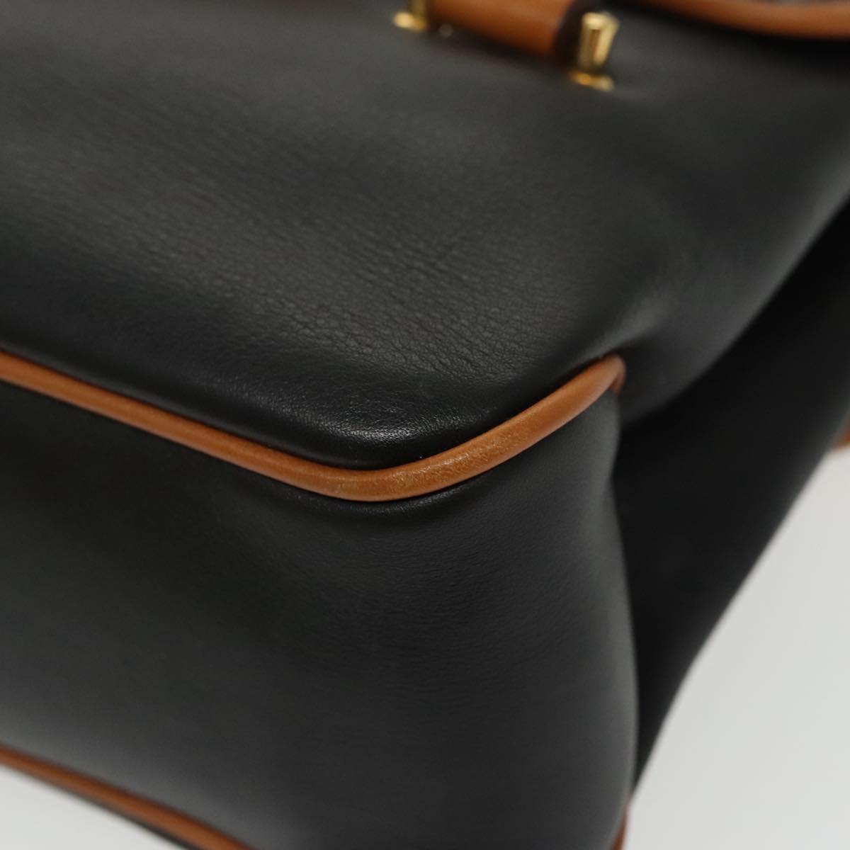 CELINE Hand Bag Leather Black Gold Auth bs19730