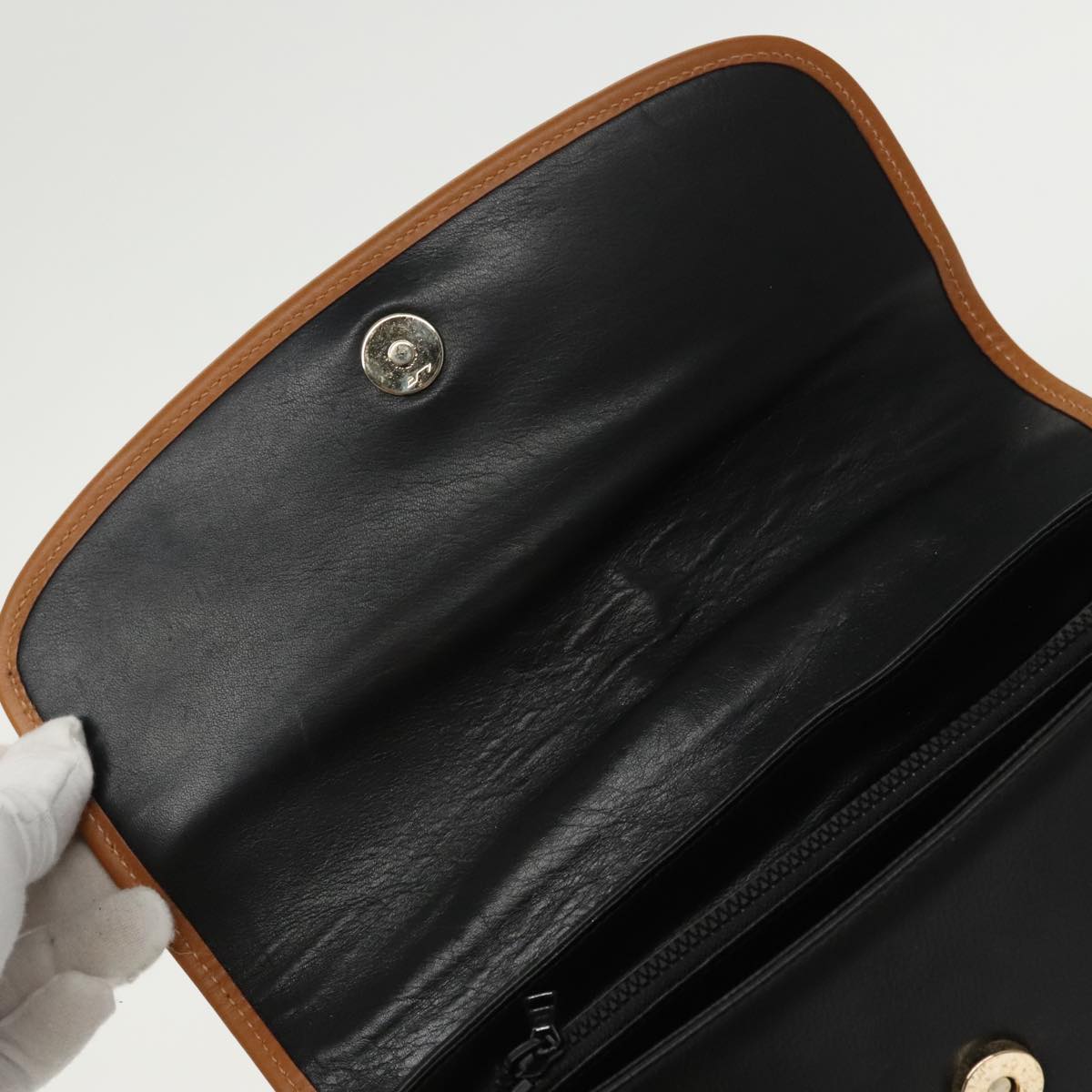 CELINE Hand Bag Leather Black Gold Auth bs19730