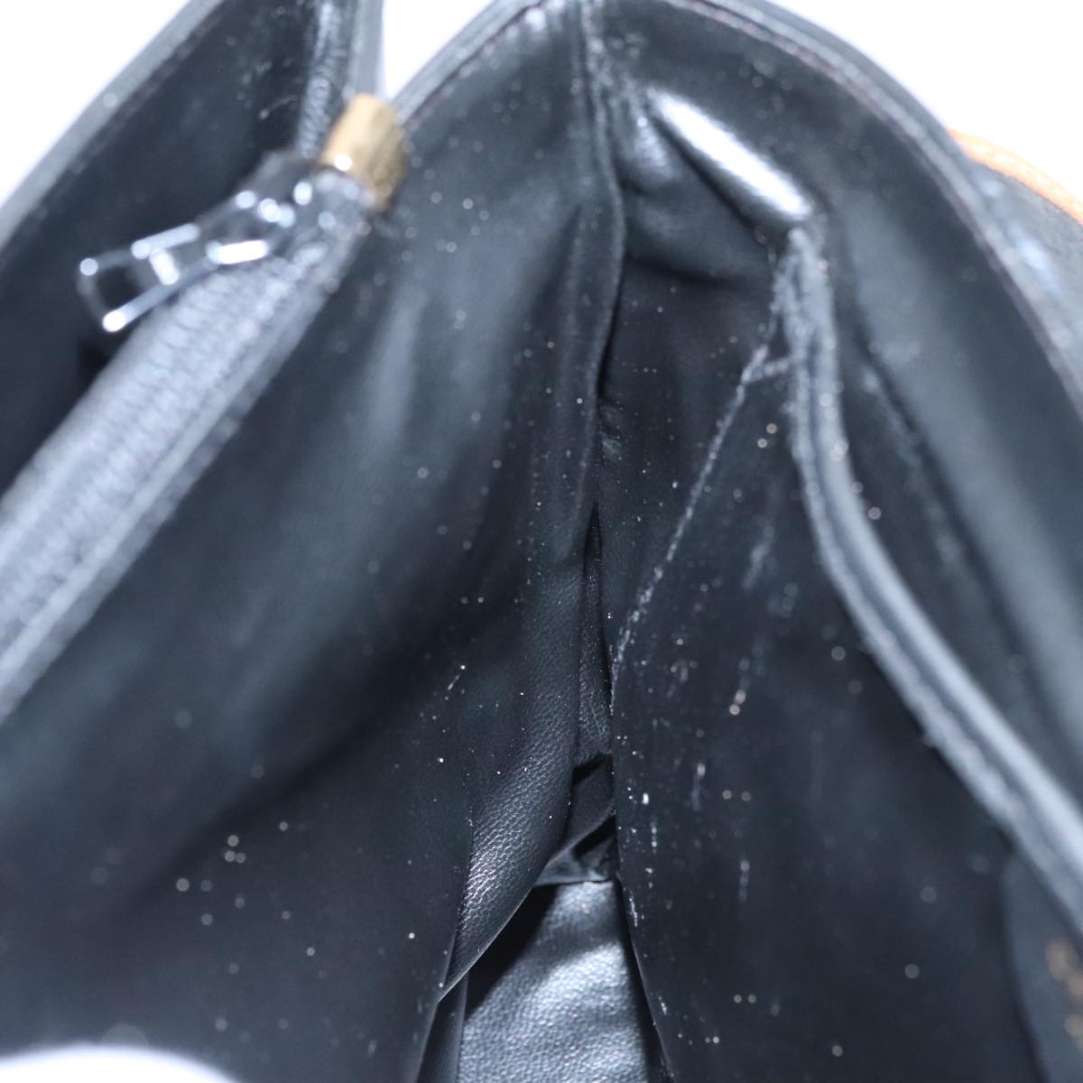 CELINE Hand Bag Leather Black Gold Auth bs19730