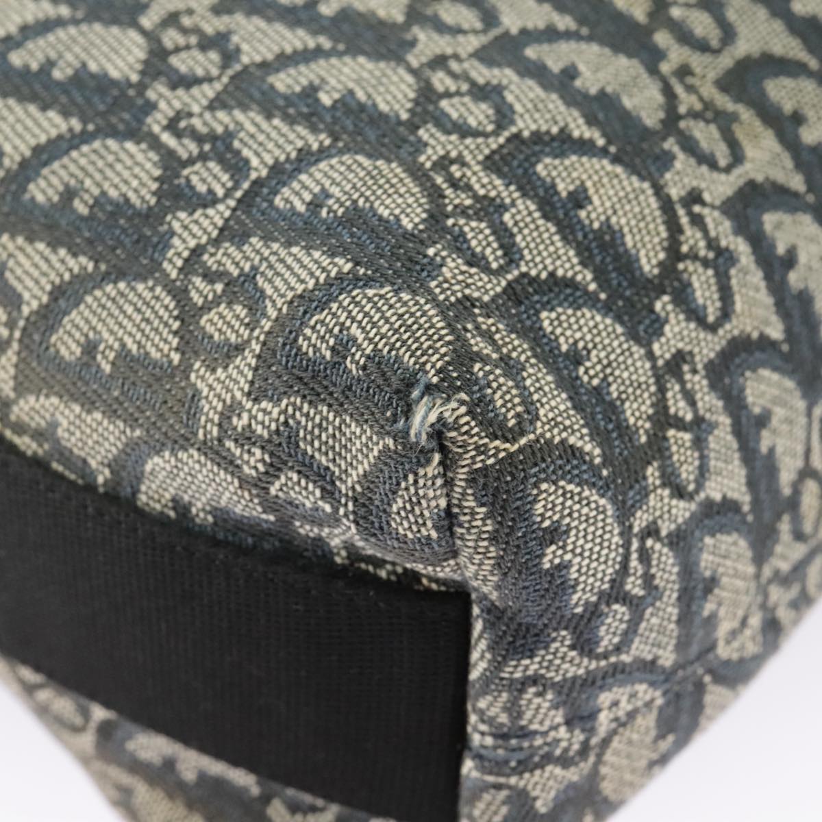 Christian Dior Trotter Canvas Shoulder Bag Navy Silver Auth bs19758