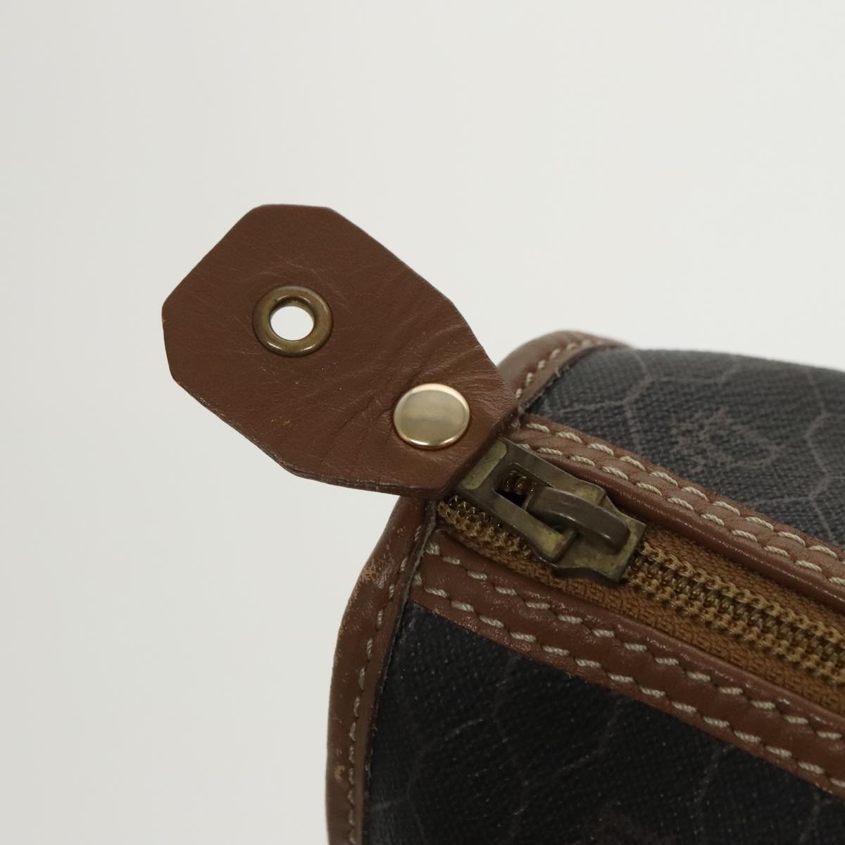 Christian Dior Honeycomb Canvas Hand Bag PVC Black Auth bs19761
