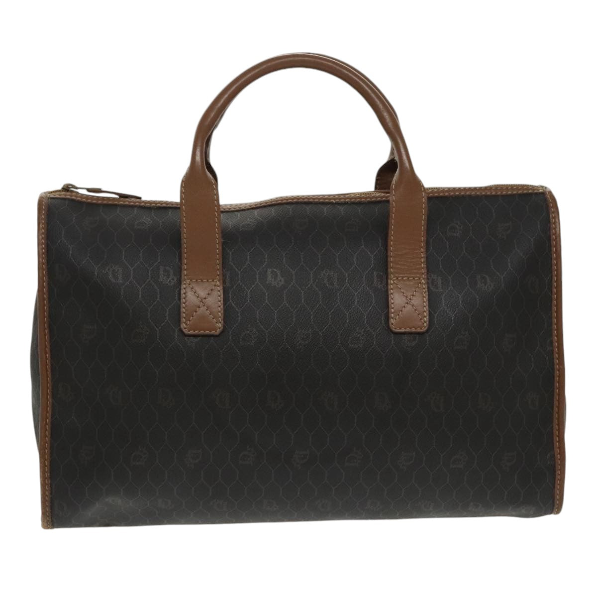Christian Dior Honeycomb Canvas Hand Bag PVC Black Auth bs19761