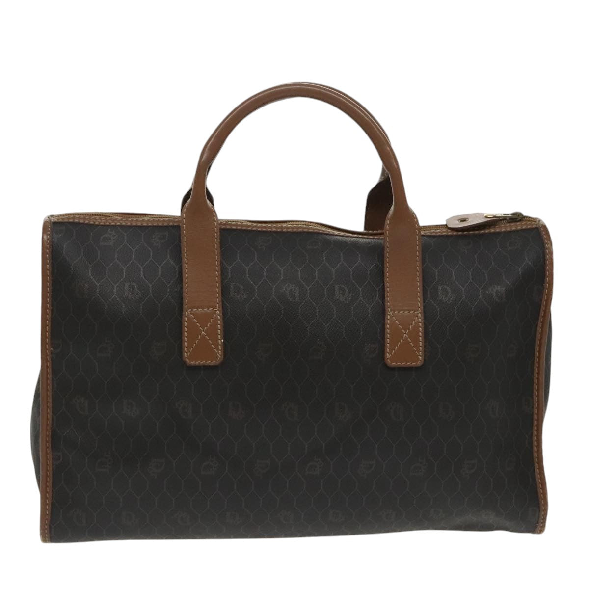 Christian Dior Honeycomb Canvas Hand Bag PVC Black Auth bs19761