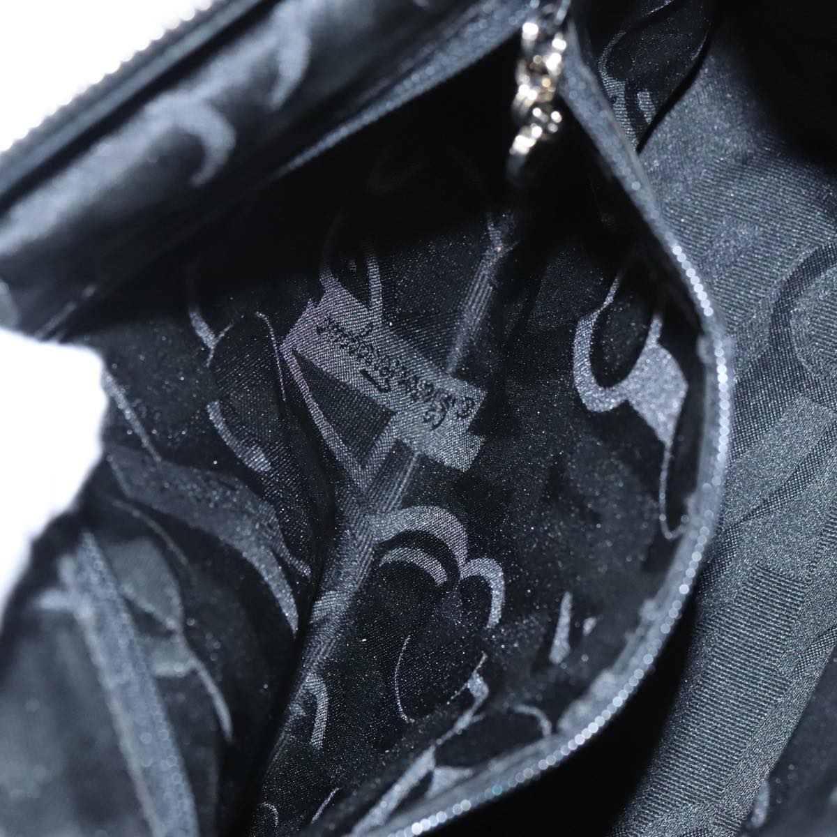 Salvatore Ferragamo Hand Bag Wool Gray Silver Auth bs19764