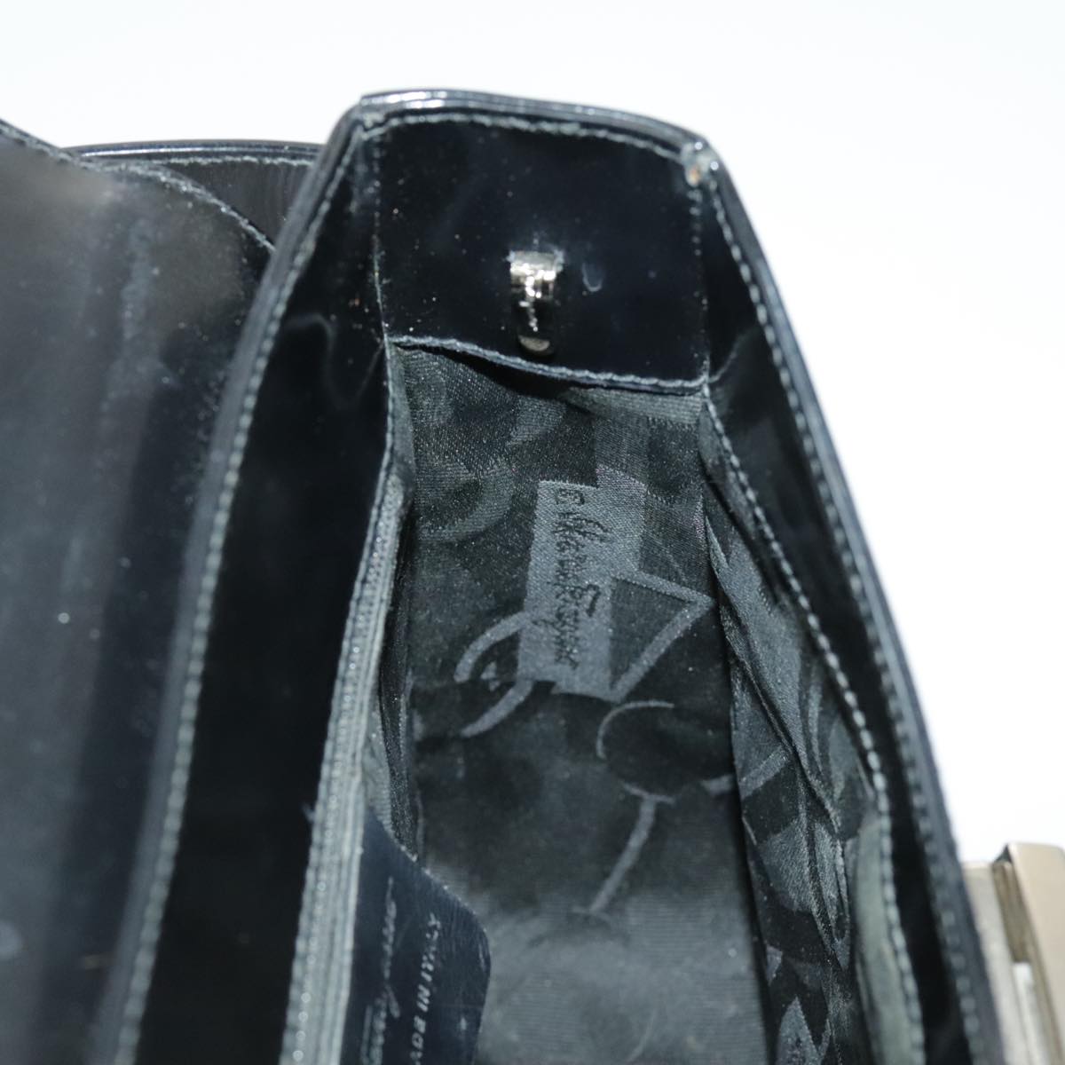 Salvatore Ferragamo Hand Bag Leather 2way Black Silver Auth bs19766