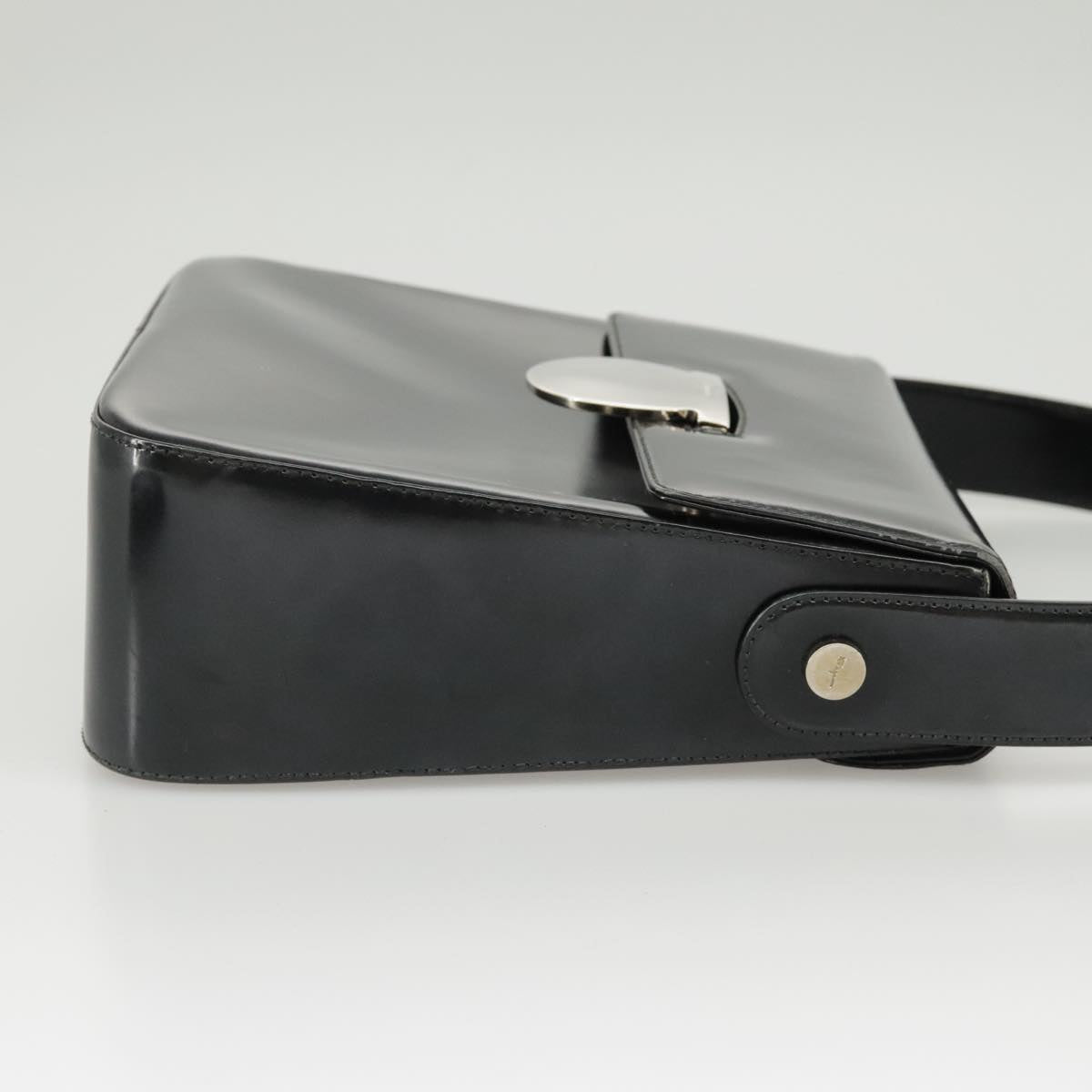 Salvatore Ferragamo Hand Bag Leather 2way Black Silver Auth bs19766