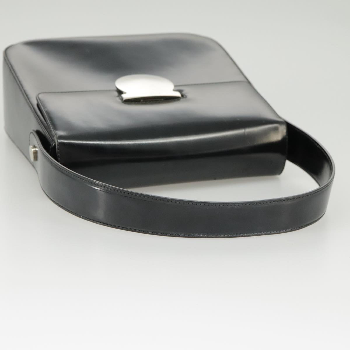 Salvatore Ferragamo Hand Bag Leather 2way Black Silver Auth bs19766