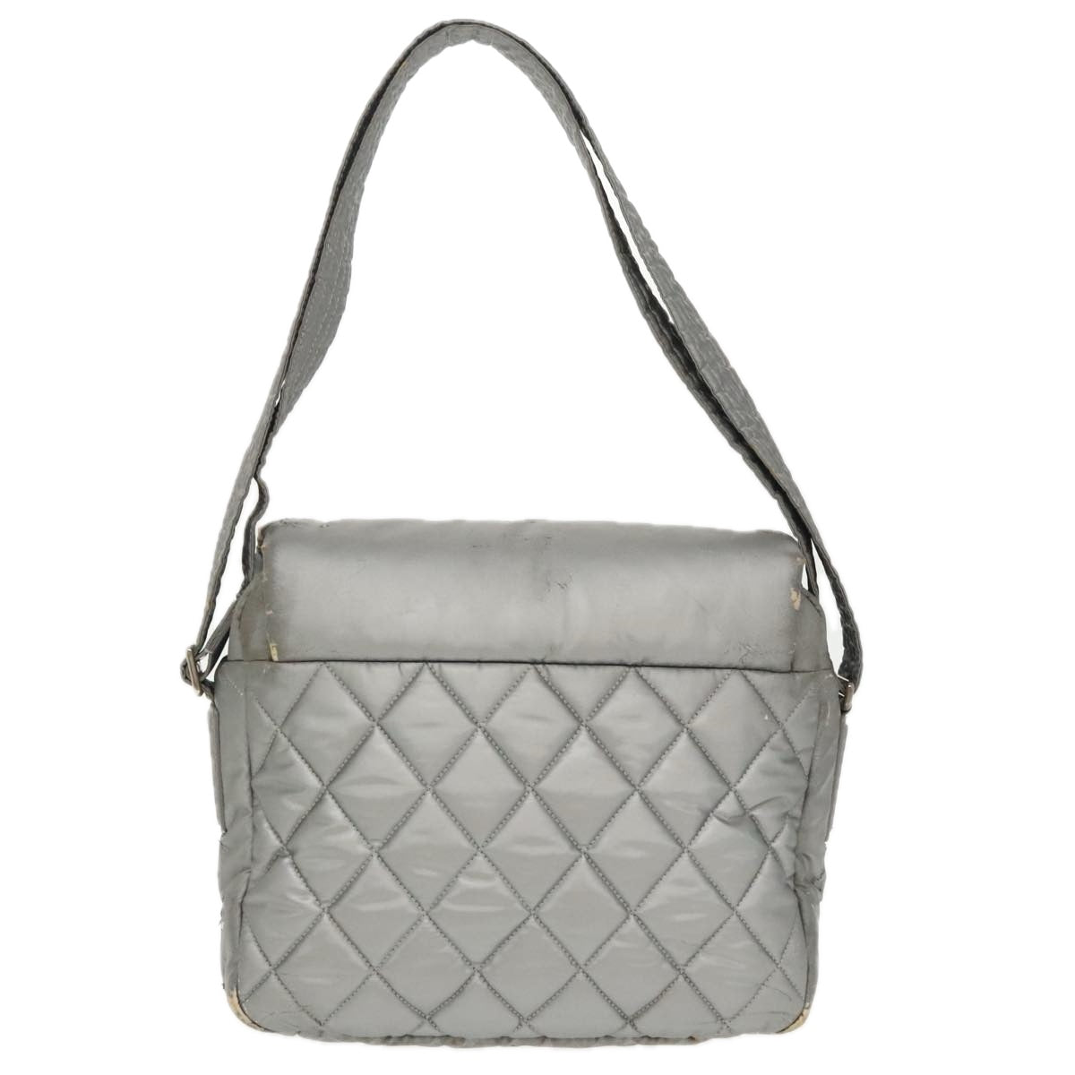 CHANEL Coco Cocoon Shoulder Bag Silver CC Auth bs19808