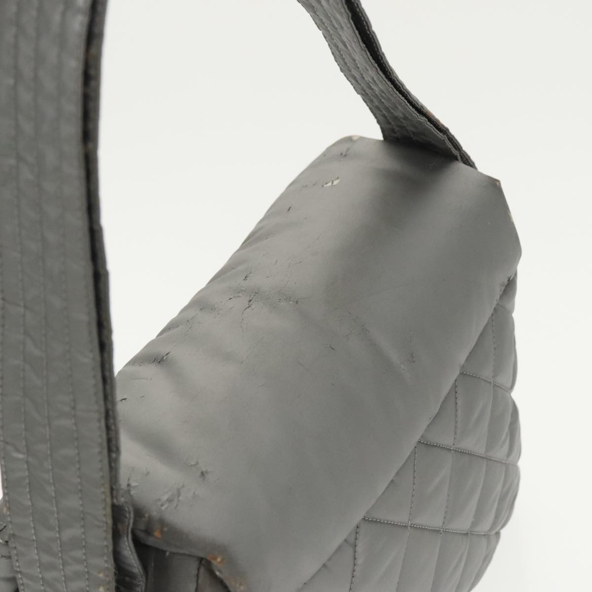 CHANEL Coco Cocoon Shoulder Bag Silver CC Auth bs19808