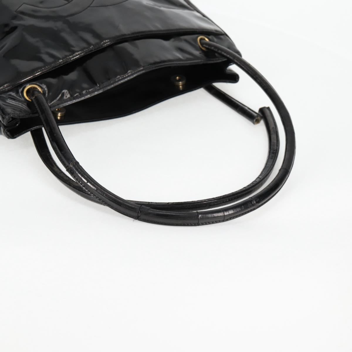 CHANEL Tote Bag Patent Leather Black Gold CC Auth bs19813