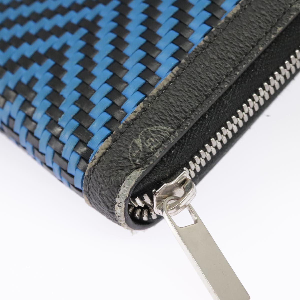 Berluti Long Wallet Leather Black Blue white Auth bs19900