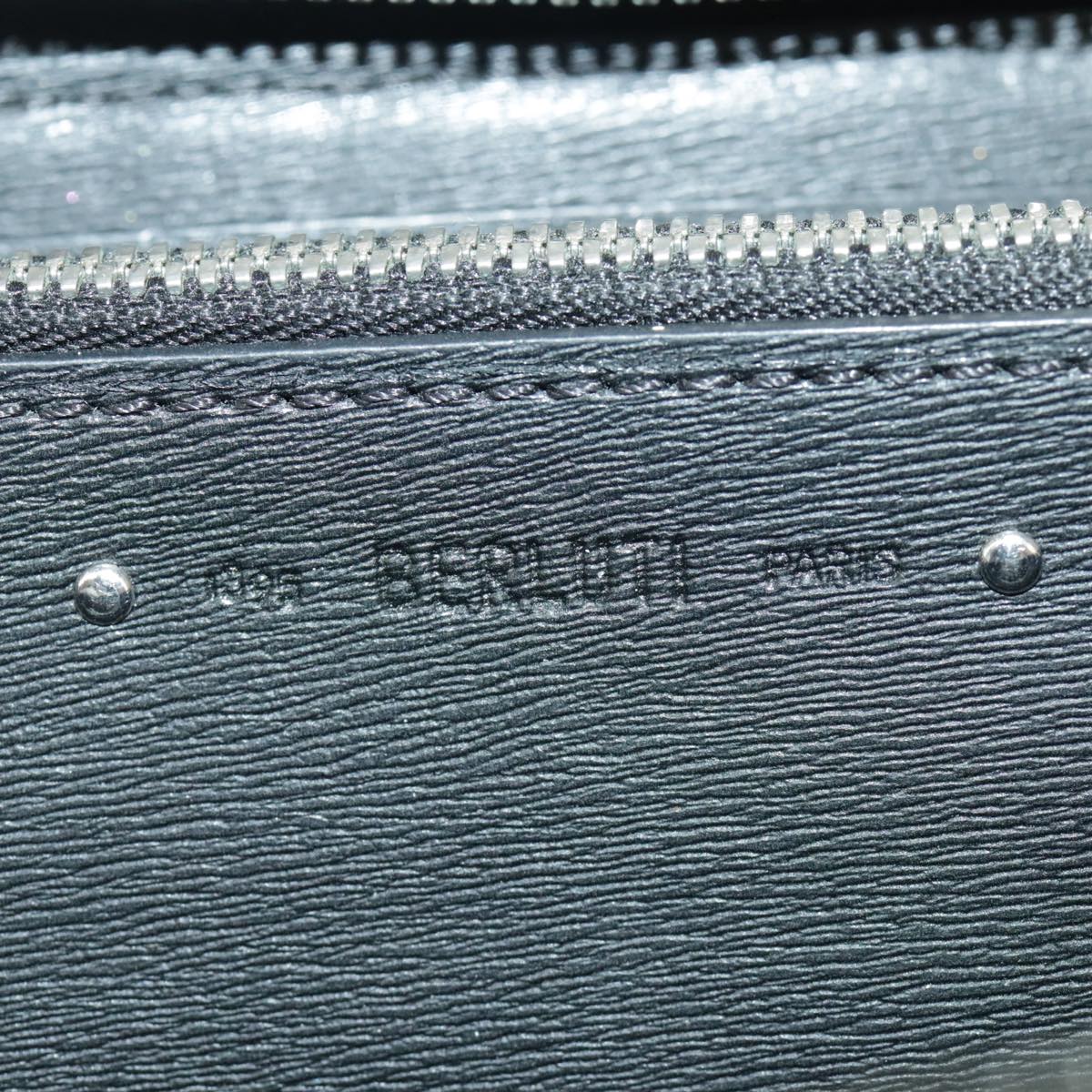 Berluti Long Wallet Leather Black Blue white Auth bs19900