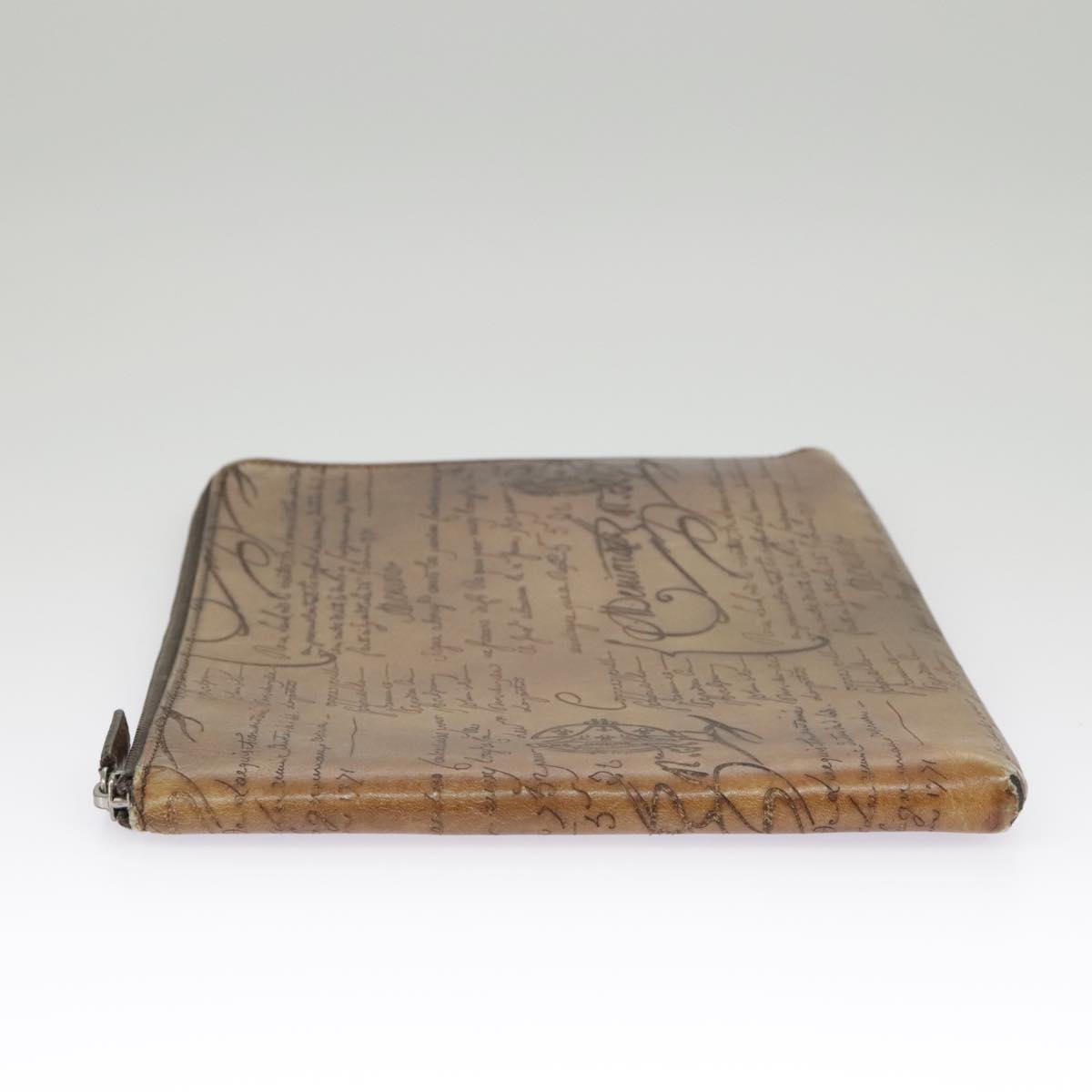 Berluti Calligraphy Clutch Bag Leather Brown Auth bs19901