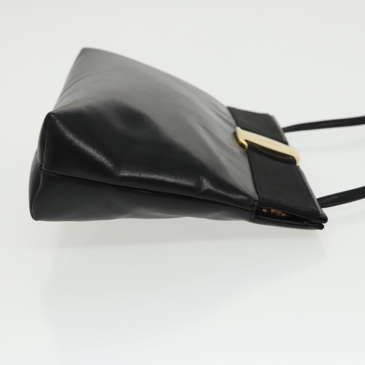 Salvatore Ferragamo Vala Shoulder Bag Leather Black Gold Auth bs19916