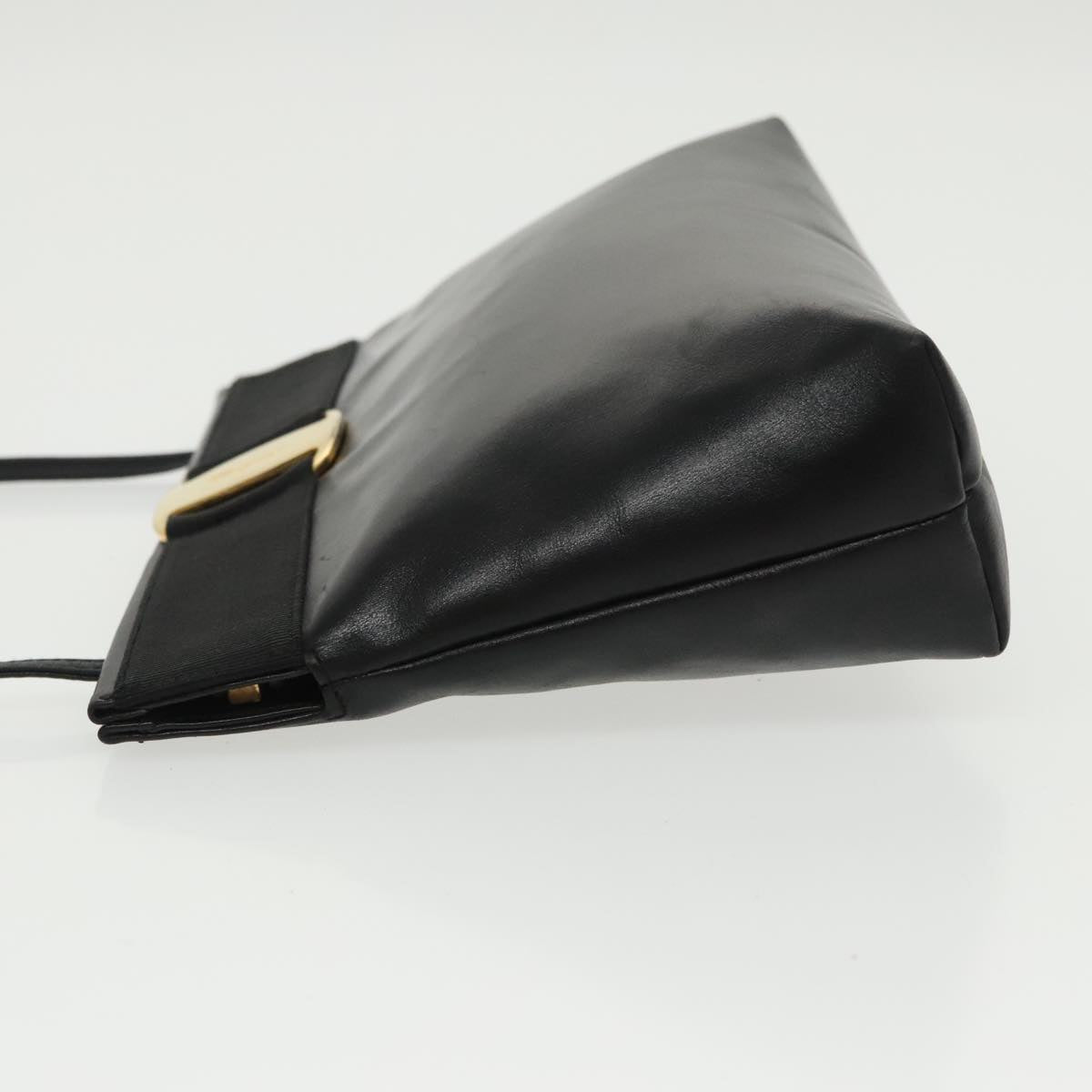 Salvatore Ferragamo Vala Shoulder Bag Leather Black Gold Auth bs19916
