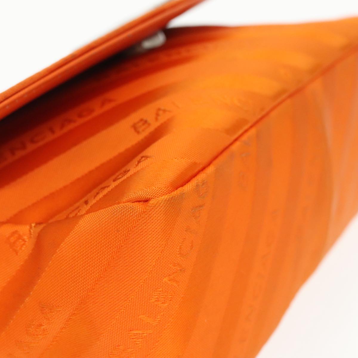 BALENCIAGA Chain BB Round Shoulder Bag Nylon Orange 501681 Auth bs19960V