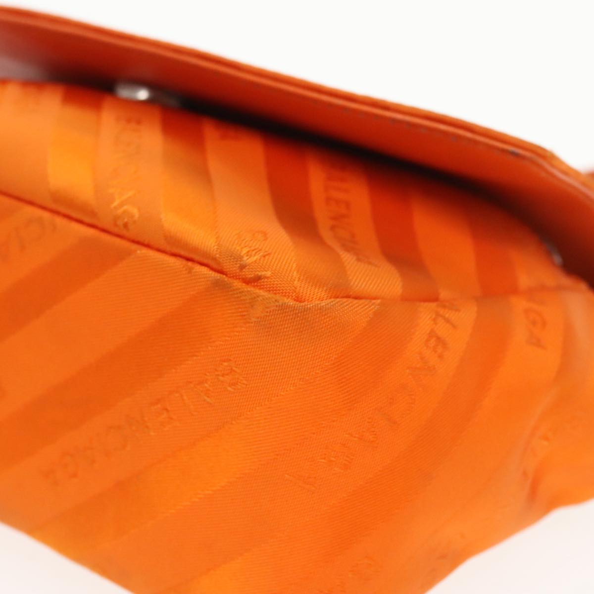 BALENCIAGA Chain BB Round Shoulder Bag Nylon Orange 501681 Auth bs19960V