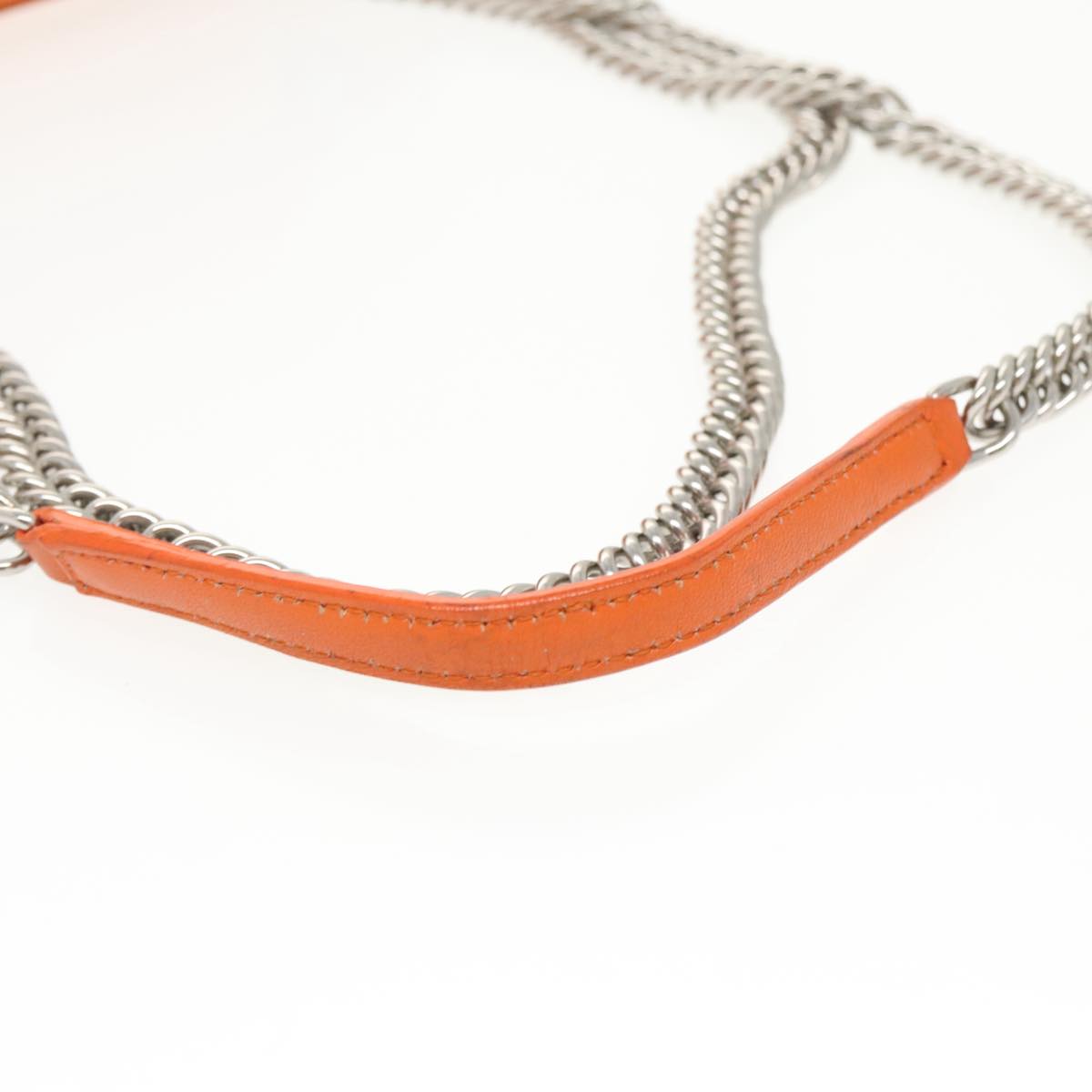 BALENCIAGA Chain BB Round Shoulder Bag Nylon Orange 501681 Auth bs19960V