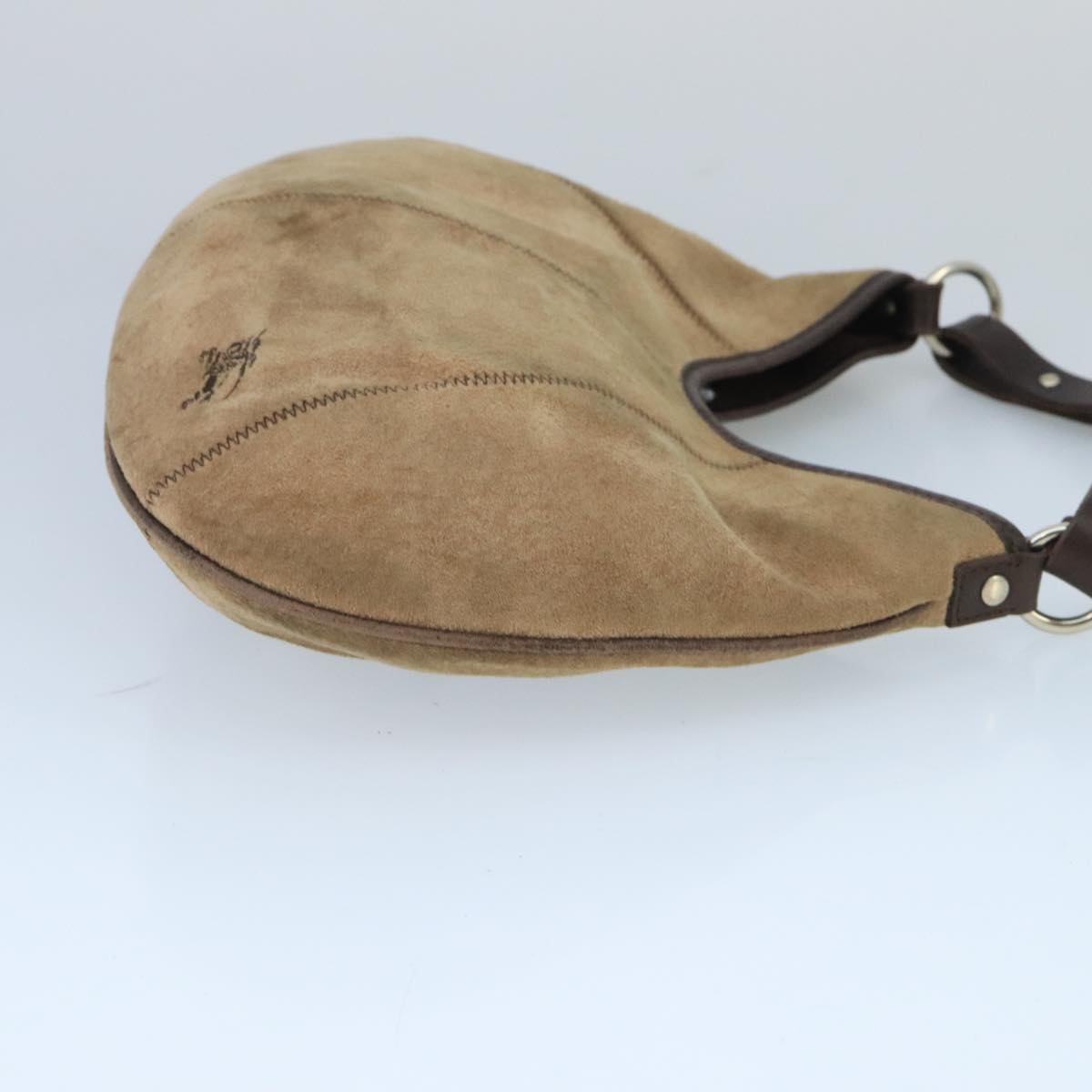 BURBERRY Blue Label Shoulder Bag Suede Brown Silver Auth bs20013