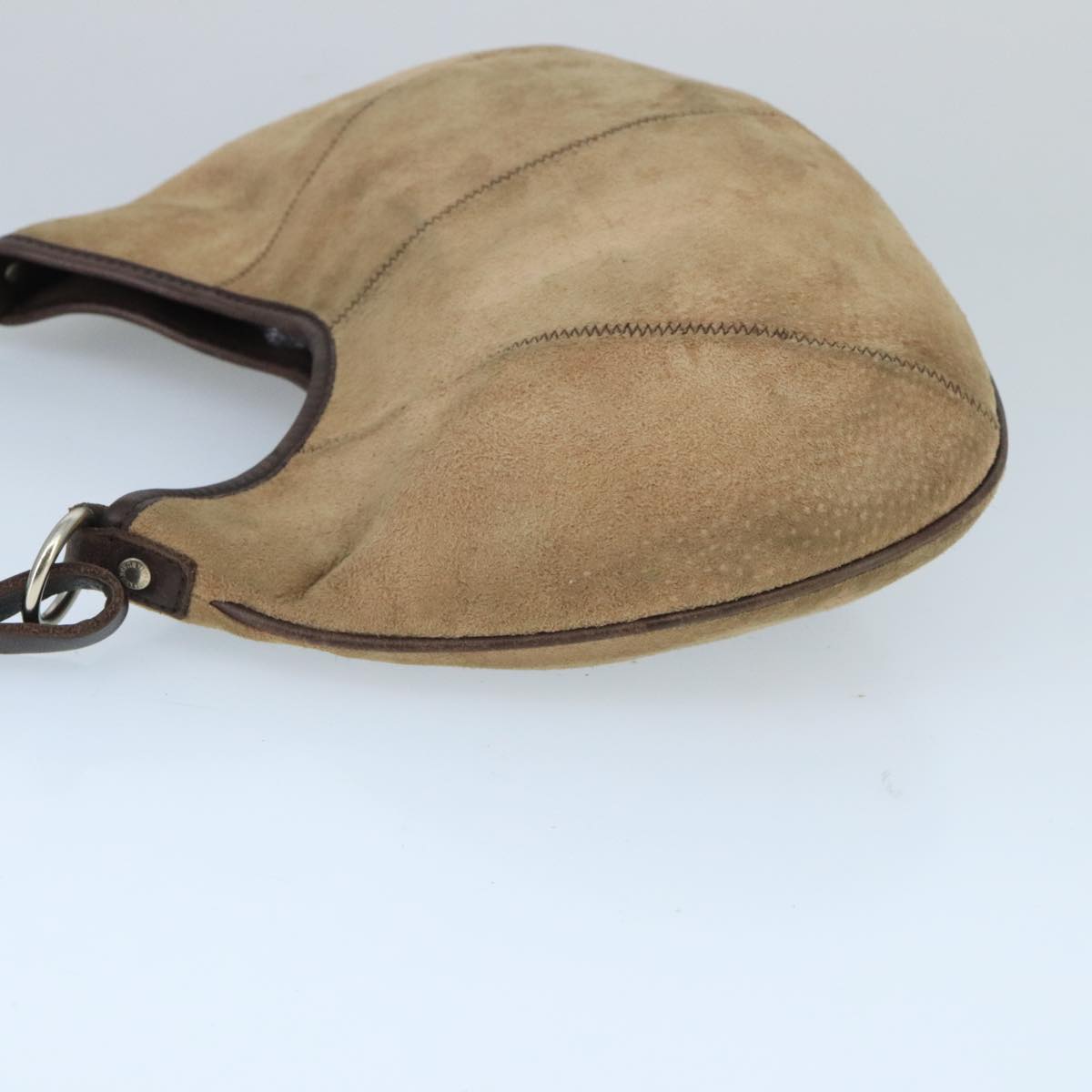 BURBERRY Blue Label Shoulder Bag Suede Brown Silver Auth bs20013