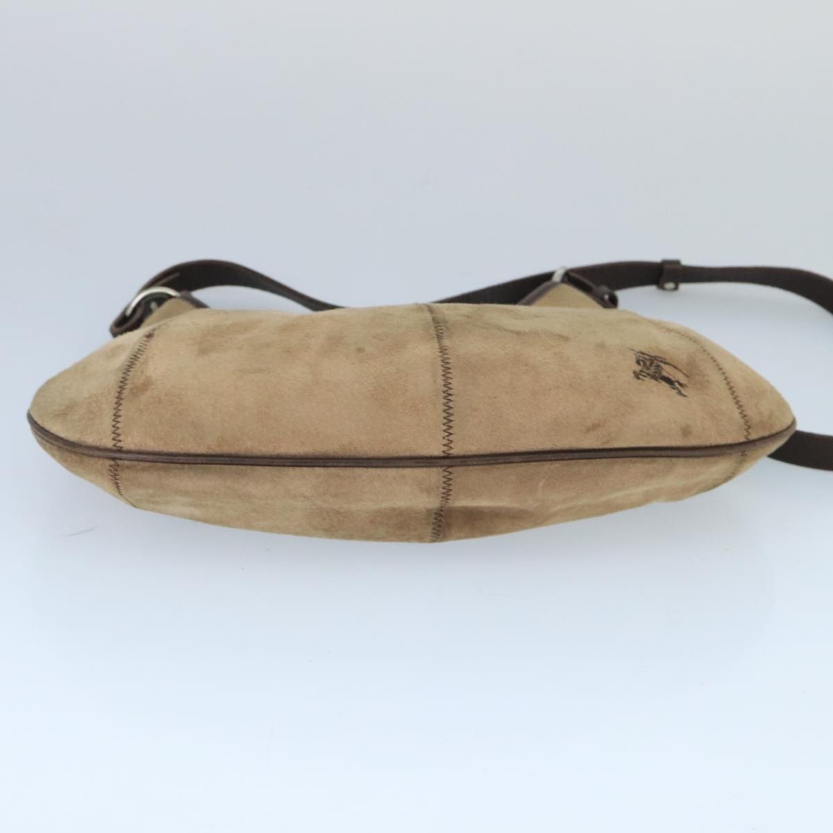 BURBERRY Blue Label Shoulder Bag Suede Brown Silver Auth bs20013