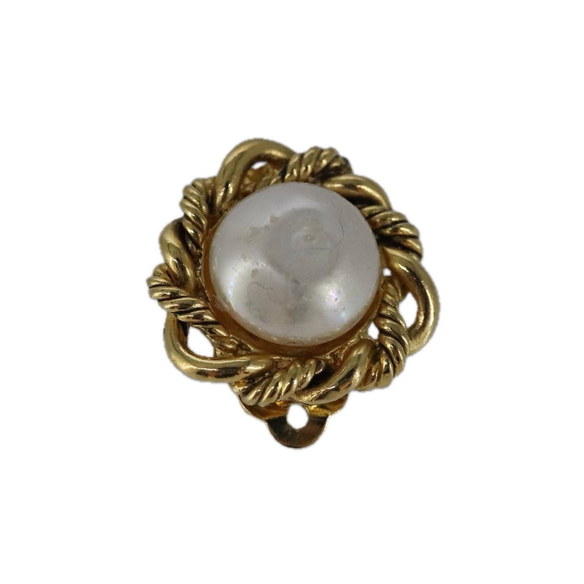 CHANEL Earring metal Gold CC Auth bs20026