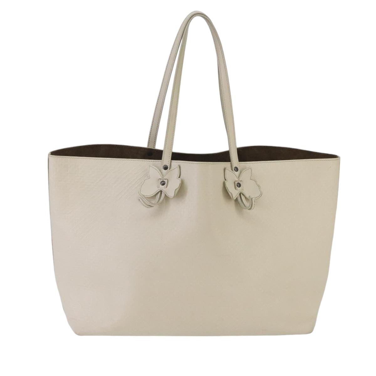 BOTTEGA VENETA Micro Butterfly Tote Bag Leather White Auth bs20055