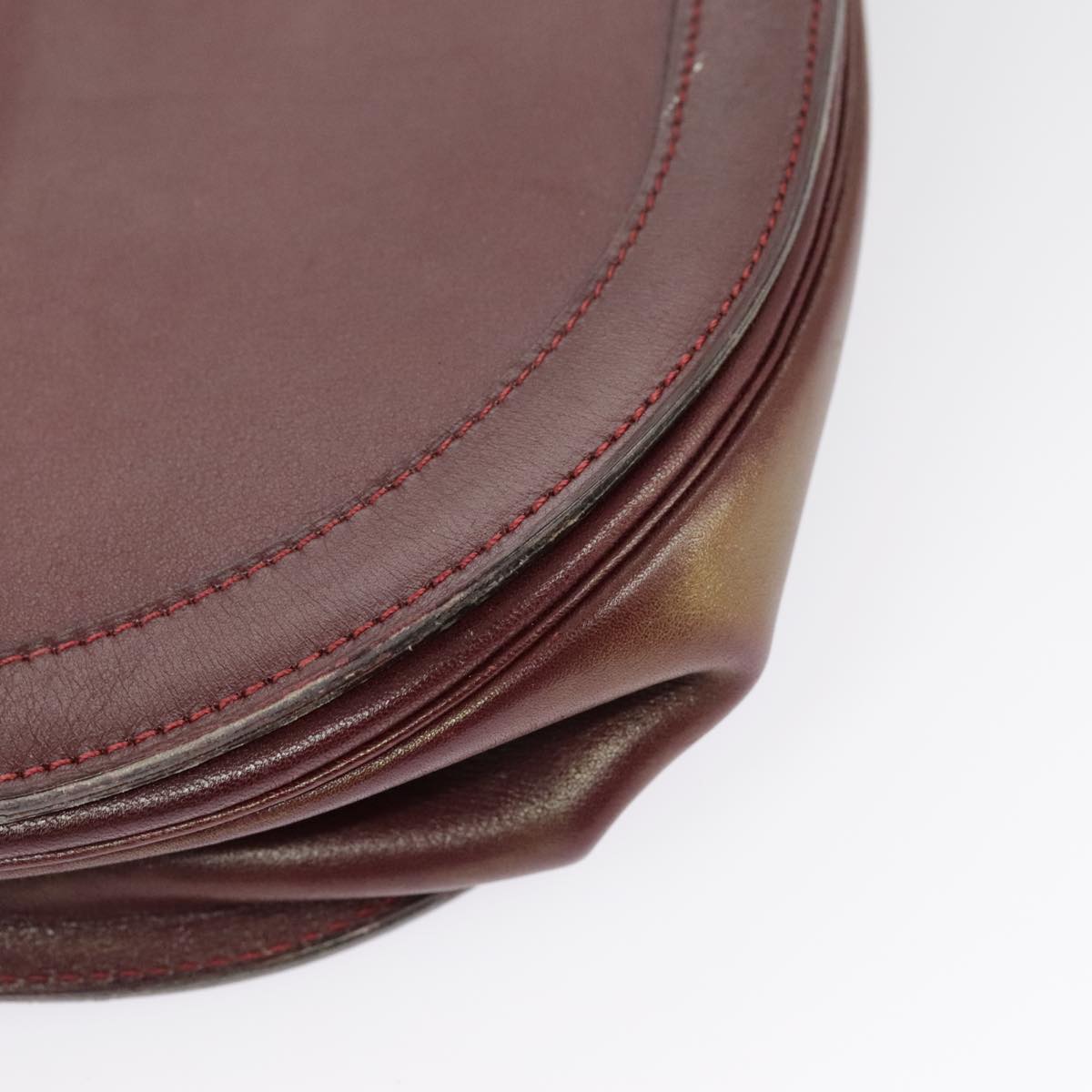 Christian Dior Shoulder Bag Leather Bordeaux Gold Auth bs20076