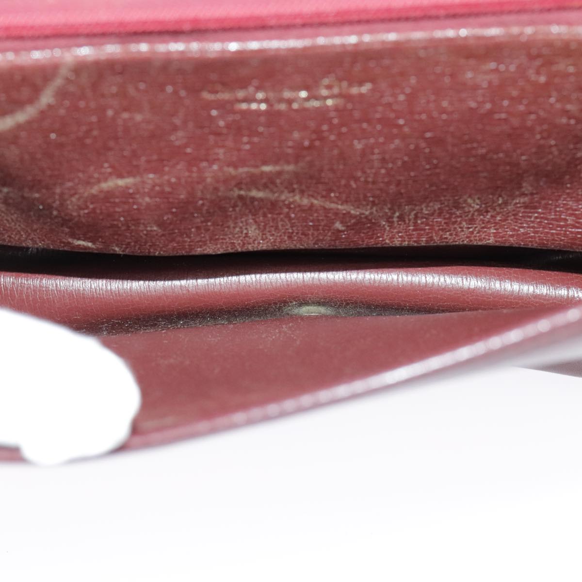 Christian Dior Shoulder Bag Leather Bordeaux Gold Auth bs20076