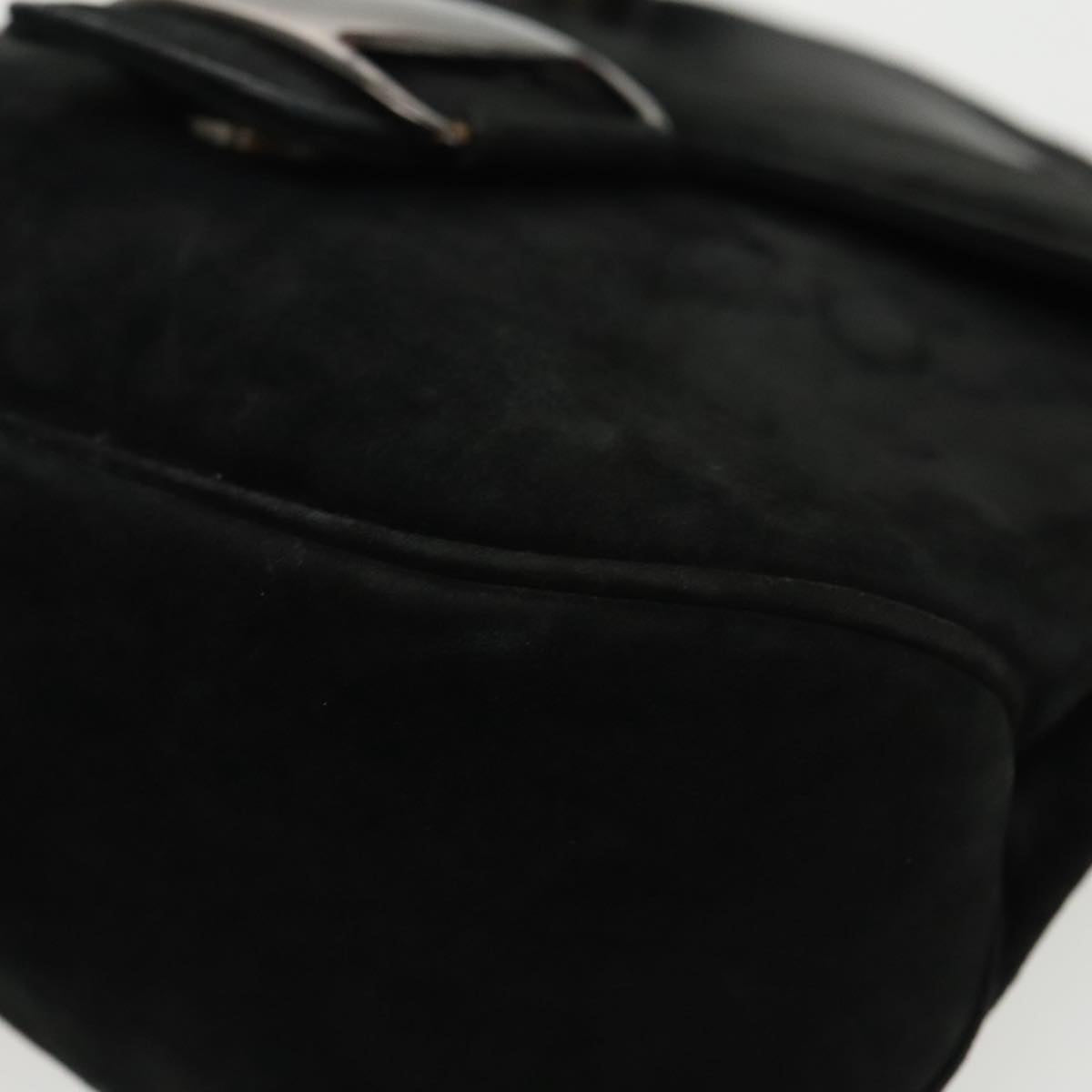 Salvatore Ferragamo Hand Bag Suede 2way Black Silver Auth bs20078