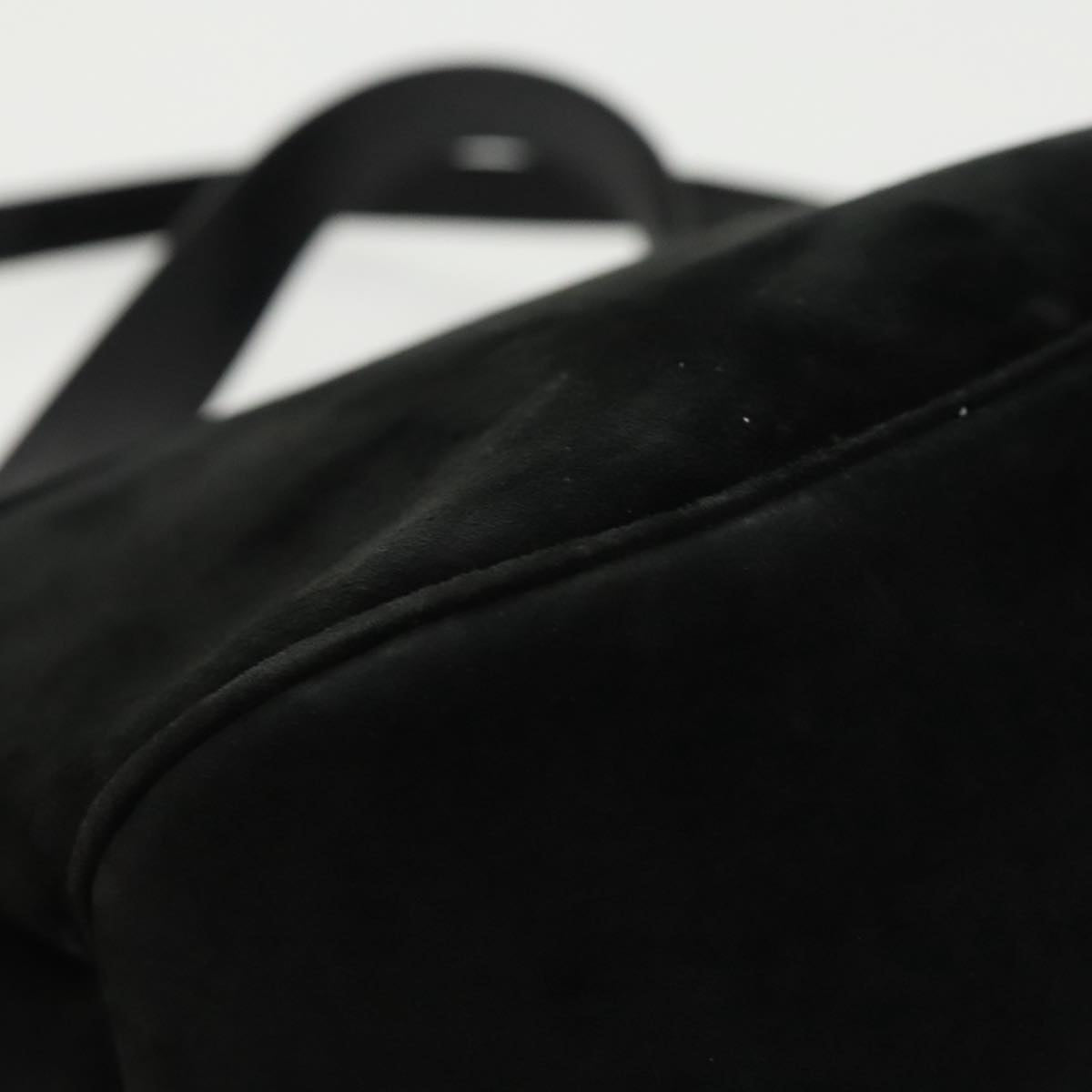 Salvatore Ferragamo Hand Bag Suede 2way Black Silver Auth bs20078