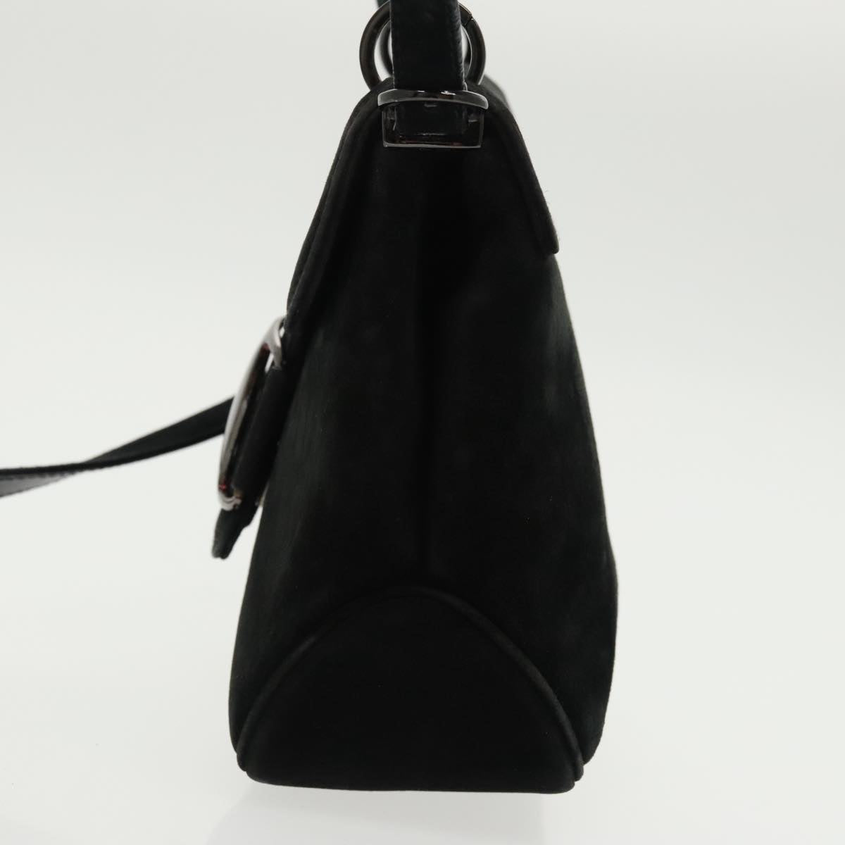 Salvatore Ferragamo Hand Bag Suede 2way Black Silver Auth bs20078