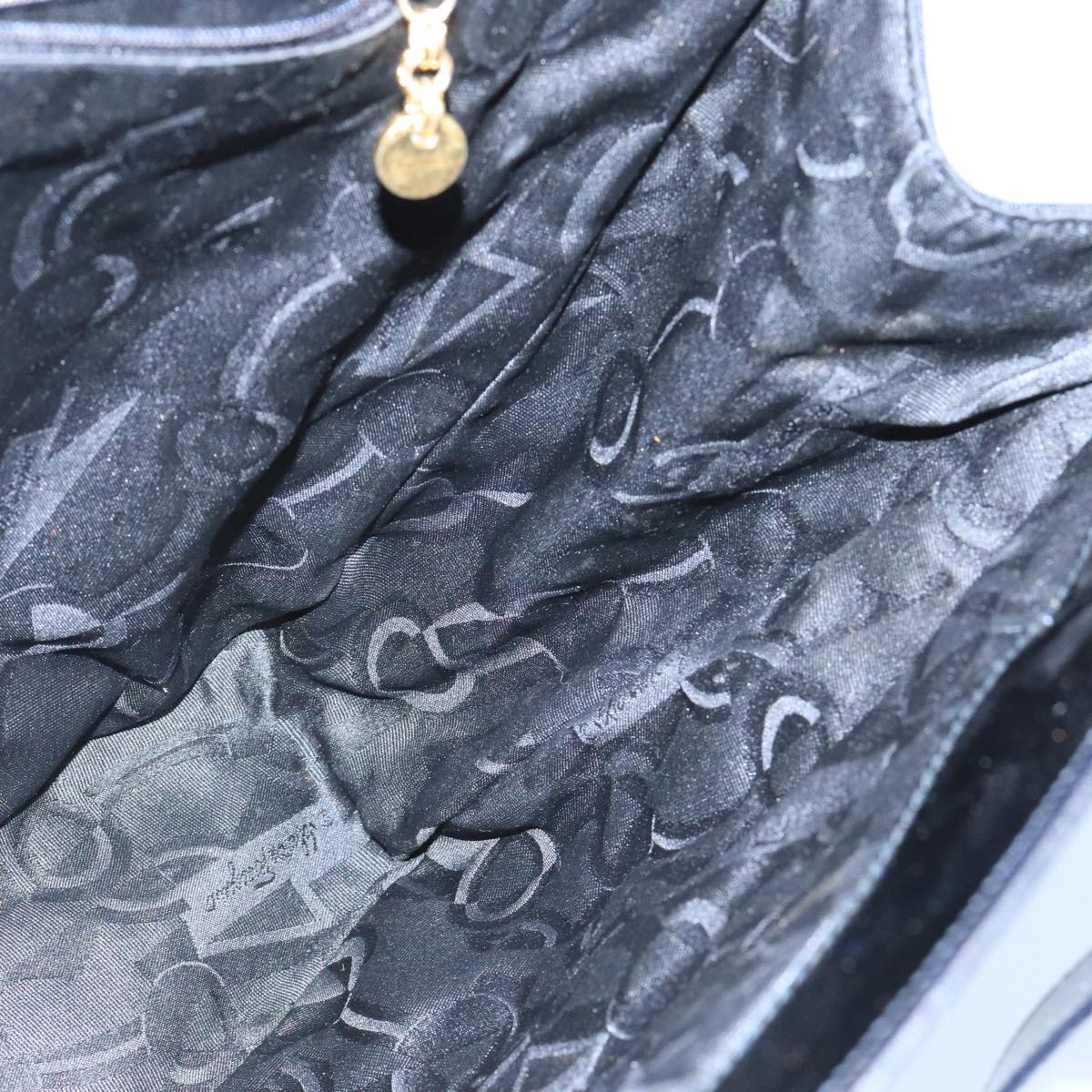 Salvatore Ferragamo Tote Bag Canvas Gold Black Auth bs20079