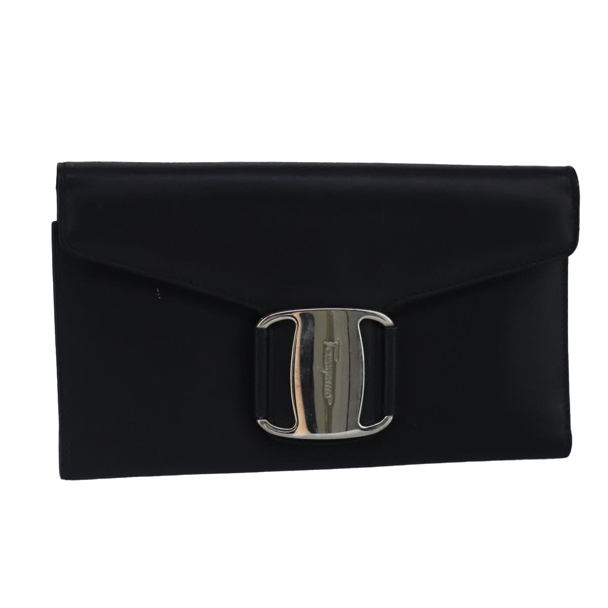 Salvatore Ferragamo Wallet Leather Black Auth bs20080
