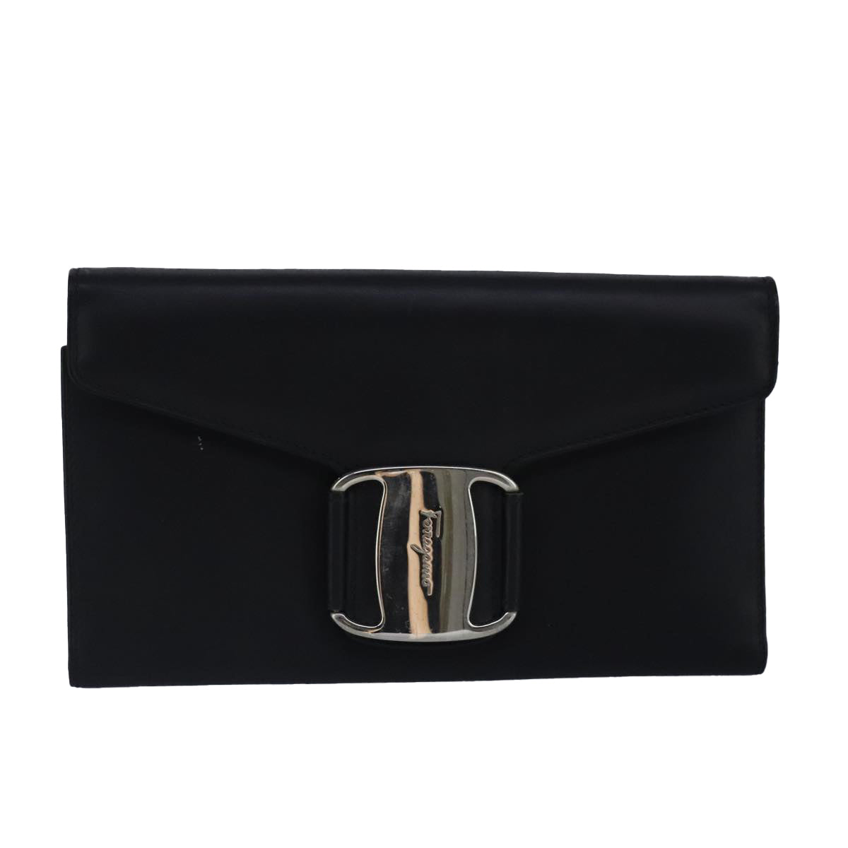 Salvatore Ferragamo Wallet Leather Black Auth bs20080