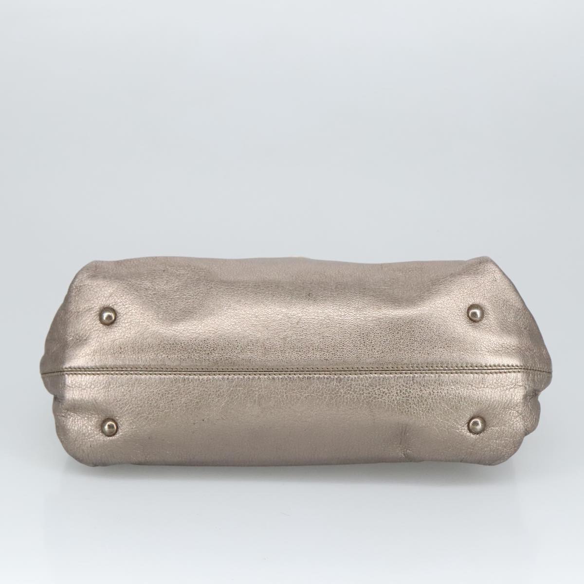 Salvatore Ferragamo Gancini Hand Bag Leather 2way Silver Auth bs20081