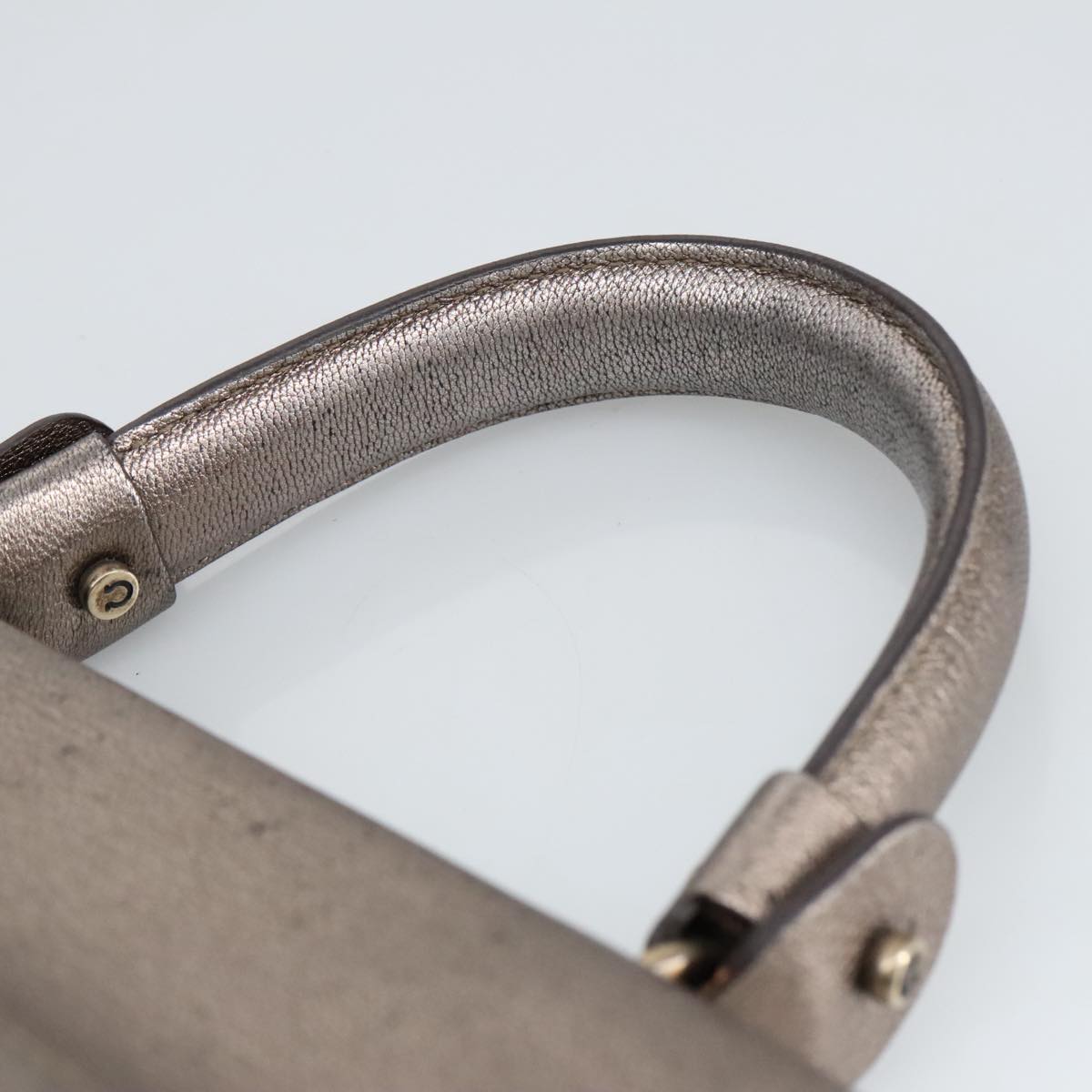 Salvatore Ferragamo Gancini Hand Bag Leather 2way Silver Auth bs20081