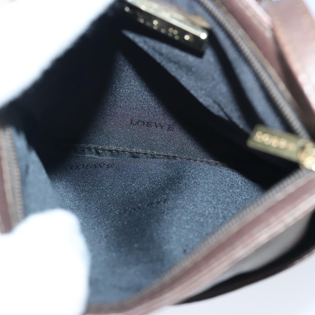 LOEWE Shoulder Bag Leather Bronze Auth bs20092